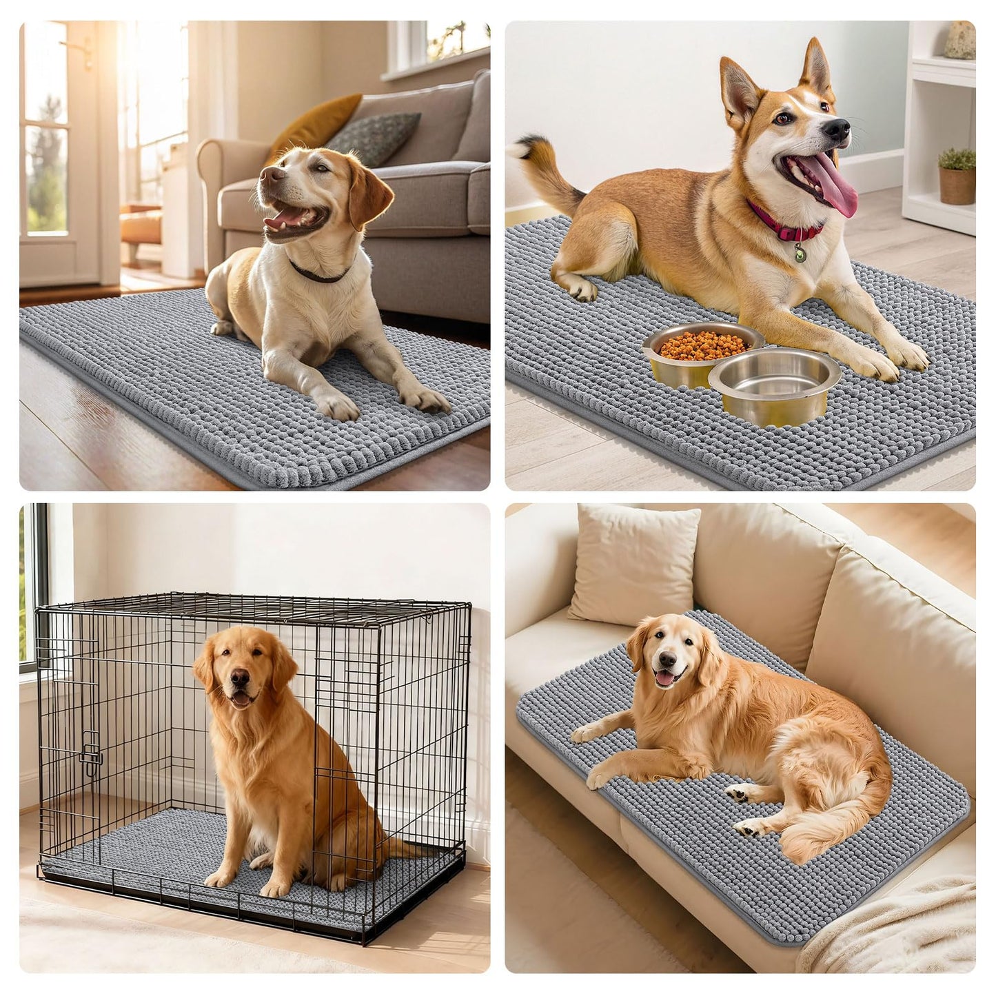 Smiry Dog Door Mat for Muddy Paws 30x20, Absorbent Microfiber Dirt Trapper Pet Doormat, Non-Slip Washable Quick Dry Chenille Front Door Mat, Entryway Rug for Indoor and Outdoor, Grey