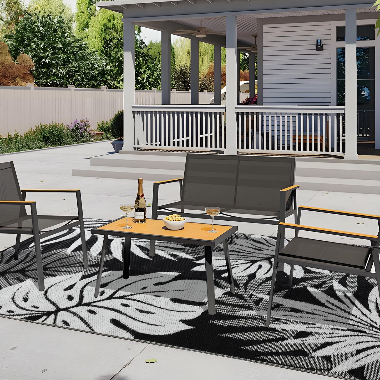 YONILE Outdoor Rug 5x8 ft Waterproof, Reversible Outdoor Plastic Straw Rug for Patios Clearance, Outdoor Area Rug Carpet RV Mat for Camping Backyard Deck Porch