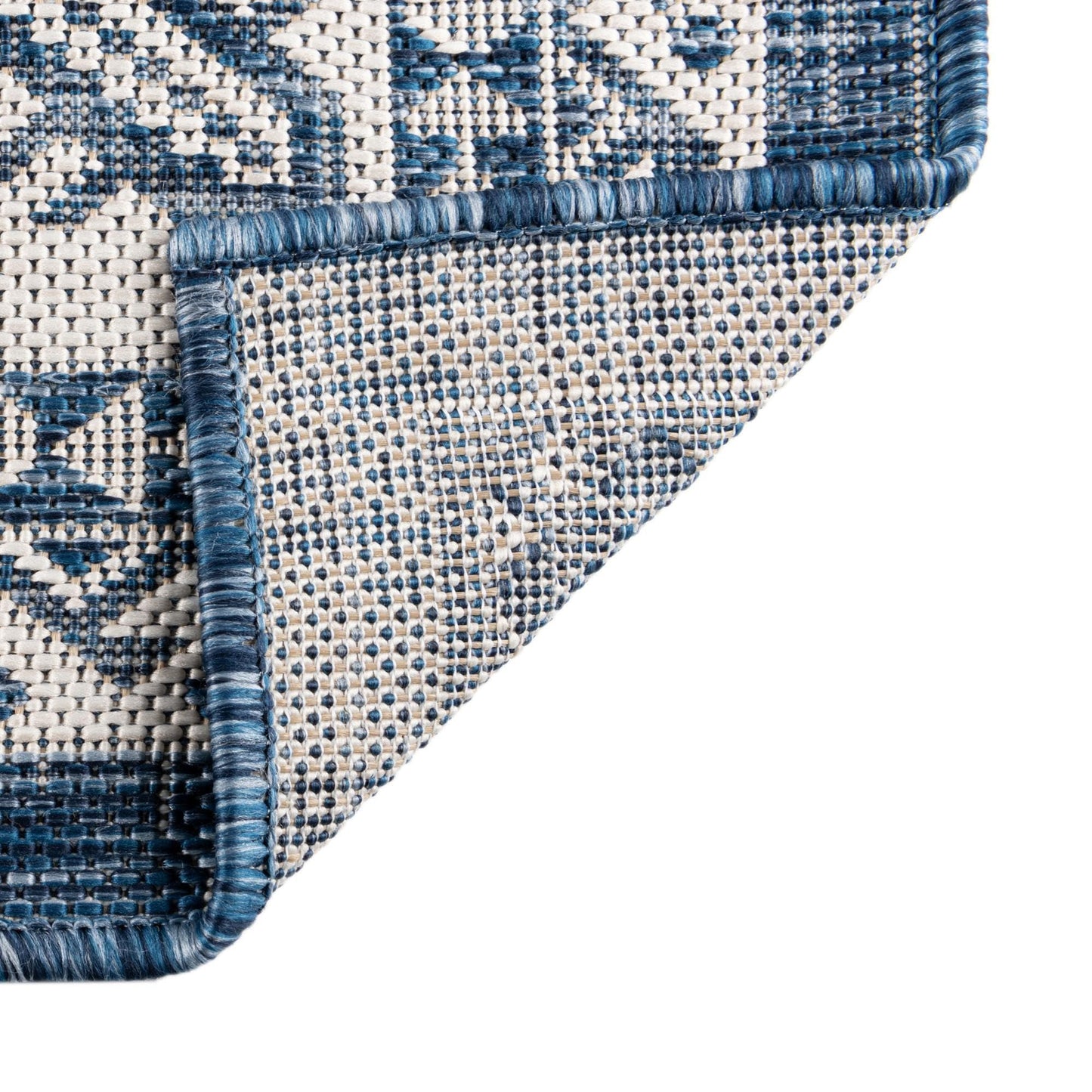Rugs.com - Outdoor Aztec Rug – 9' x 12' Blue Indoor/Outdoor Rug – Washable Stain-Resistant Flatweave for Patios, Decks, and Porches