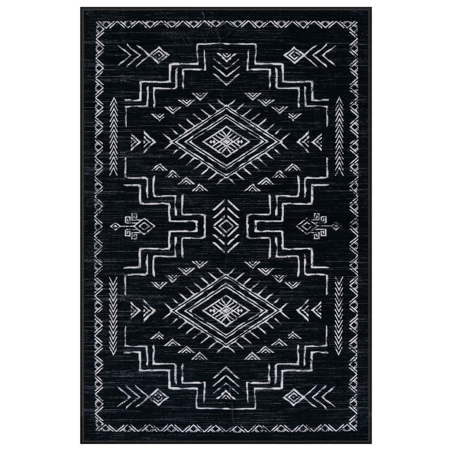 STARUIA Washable 8x10 Black and White Area Rug for Living Room, Western Aztec Tribal Moroccan Area Rug, Boys Neutral Rug for Bedroom, Non-Slip Large Carpet Under Dining Table Home Office