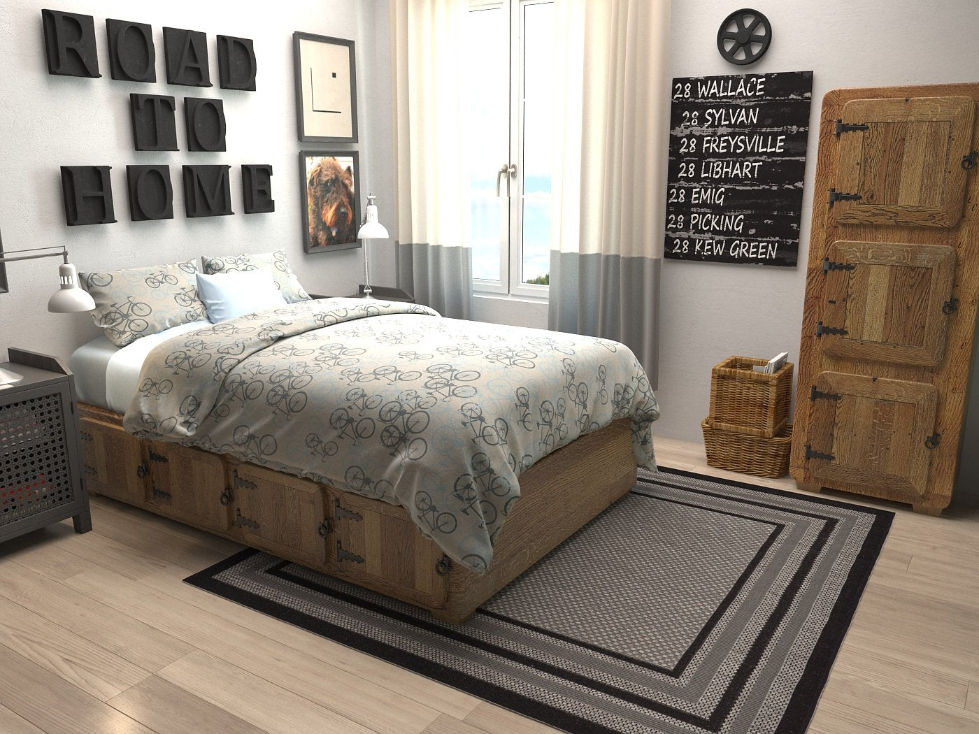 Unique Loom Outdoor Border Collection Area Rug - Multi Border (6' Square, Gray/ Black)