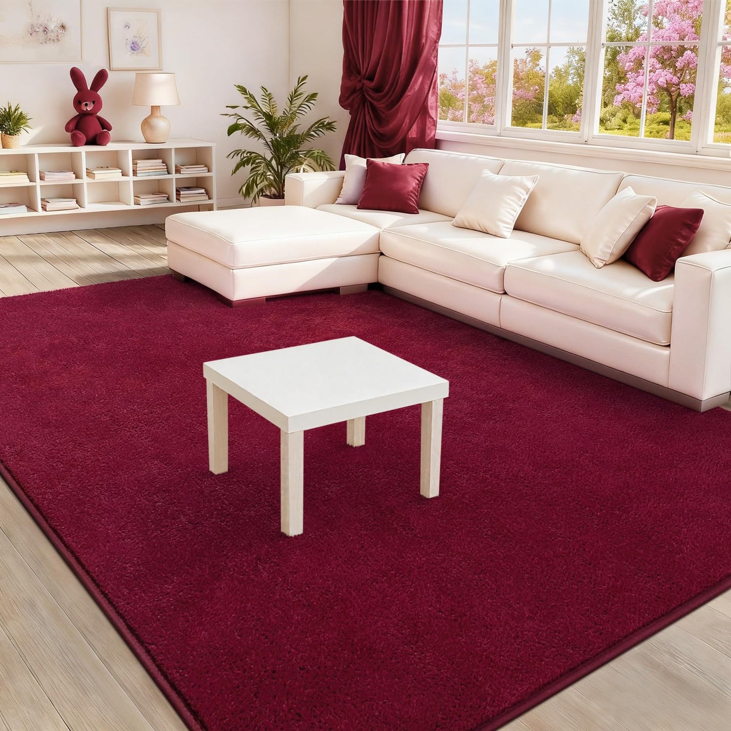 B BENRON Soft Rugs for Living Room 5x7 Wine Red, Minimalist Area Rug for Bedroom Nursery Dining Table Dorm, Throw Rugs for Men Boys Girls Kids Room Indoor Floor Carpets