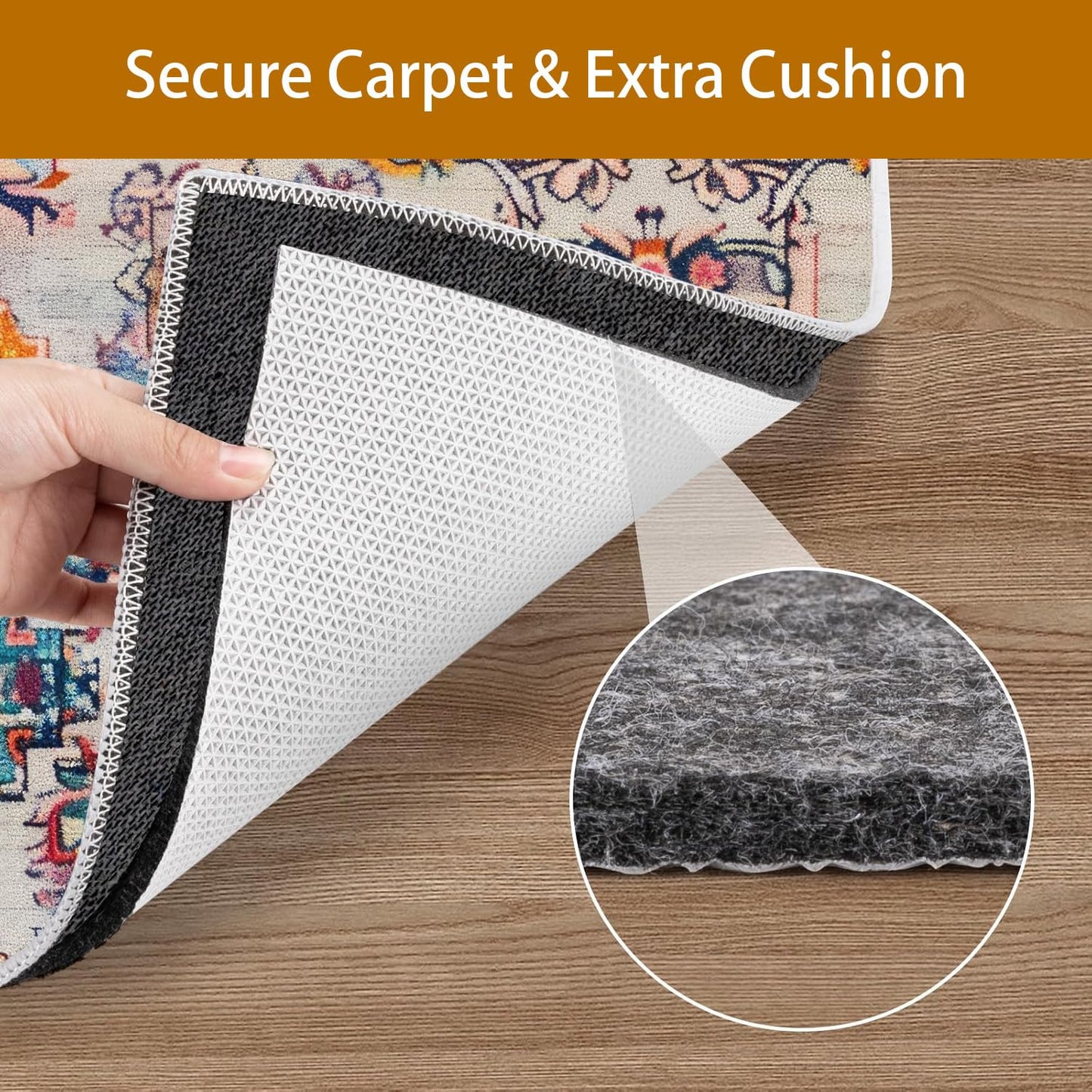8x10 FT Non Slip Rug Pad Waterproof Cushioned Felt Rug Pad for Hardwood Floors 1/8” Thick Soft Carpet Pad with Natural Rubber Backing, Secure Grip & Floors Protection