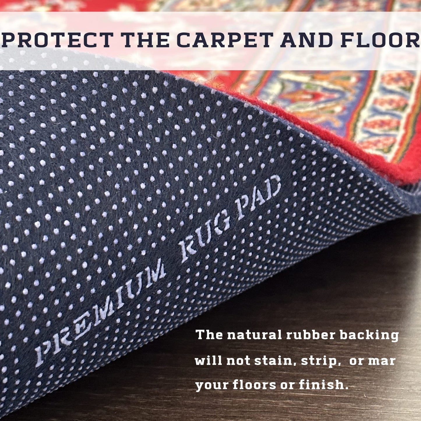 DELLUNA Non-Slip Area Rug Pad 2'x3', 3/8" Thick Double Side Rubber + Felt, Premium Deluxe Cushioned- Safe for All Floors, Adds Comfort and Protection, Ultra Strong Grip, Stop Rug from Moving.