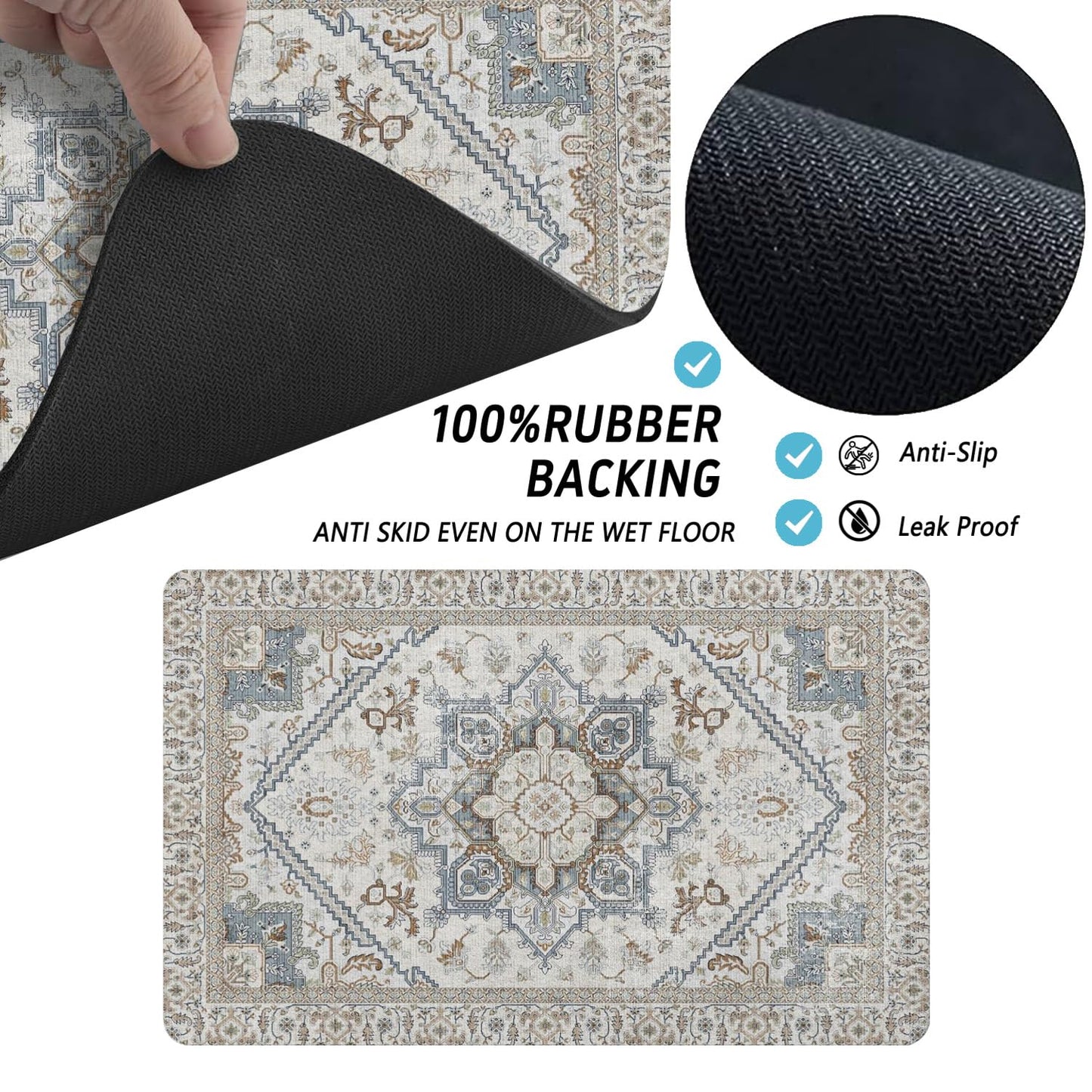 Dog Food Mats for Floors, Absorbent and Quick-Drying Pet Cat Food Mat,Anti-Fouling and Easy-to-Clean Pet Feeding Mat,Dog Bowl Mat for Messy Drinking Water Bowls.12 x20, Bohemia Style