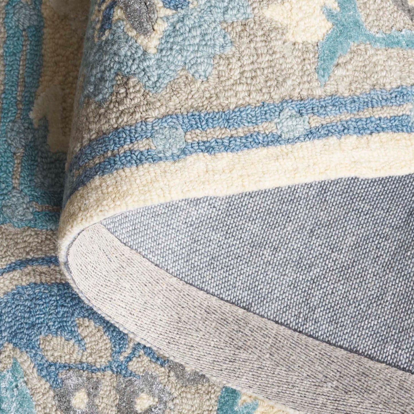 SAFAVIEH Area Rug 9x12 - Earthly Treasure Collection - Large - Blue & Beige, Handmade Wool, Ideal for Living Room, Bedroom, Dining Space (ET210M)