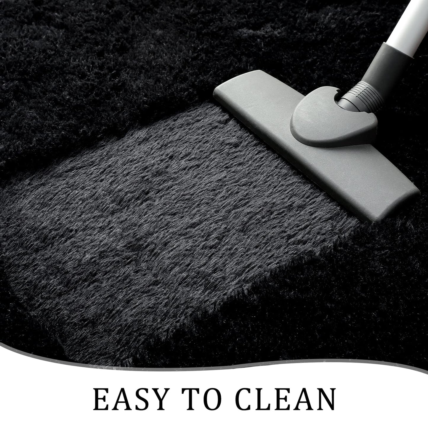 Chicrug Soft Runner Rugs for Bedroom Living Room Plush Fluffy Rug 2x6 Feet, Shag Furry Area Rug Carpet Non Shedding for Nursery Children Kids Girls Room Home Decorative, Black