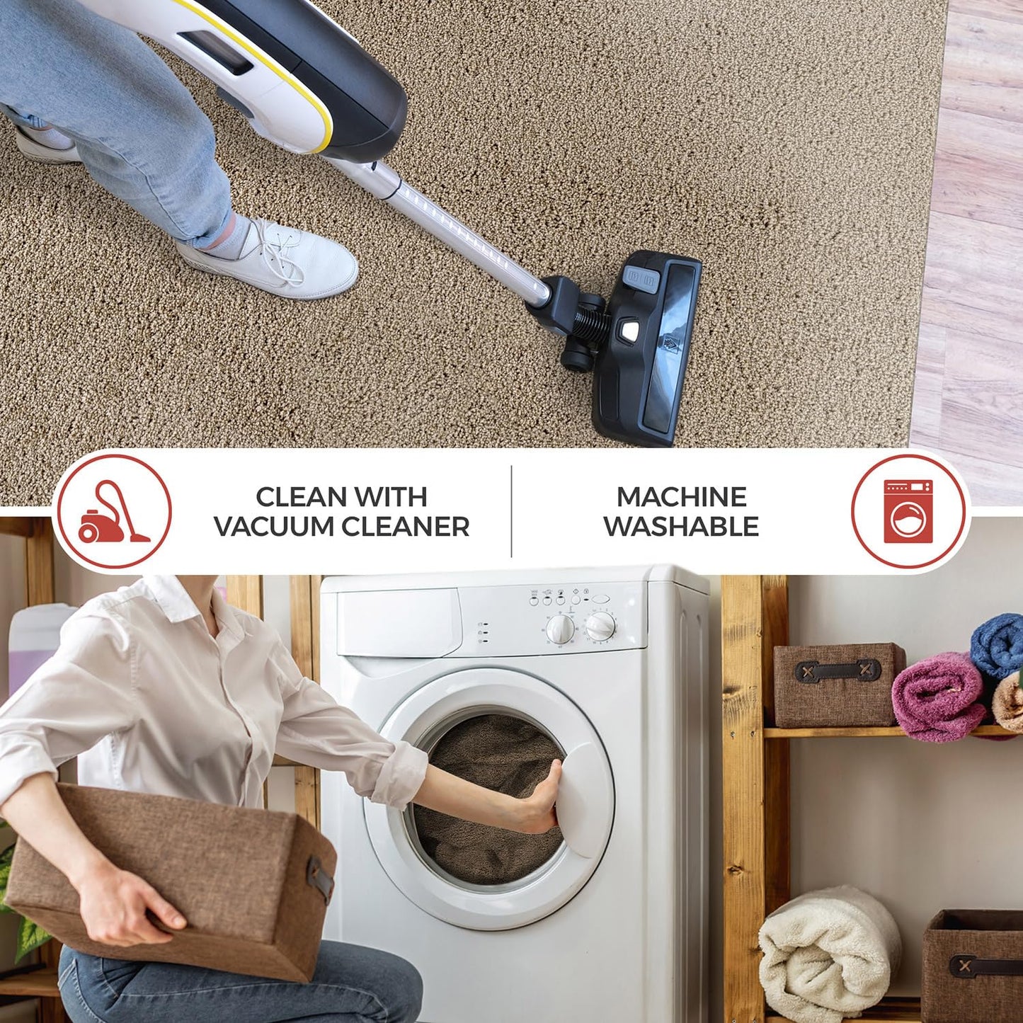 Luul Home Non Slip Solid Area Rug Beige 6x9 Rubber Back Soft Rugs for Living Room Kitchen Bedroom and Hallway Stain Resistant Washable Easy Cleaning Non Shedding Carpet Beige 6 x 9