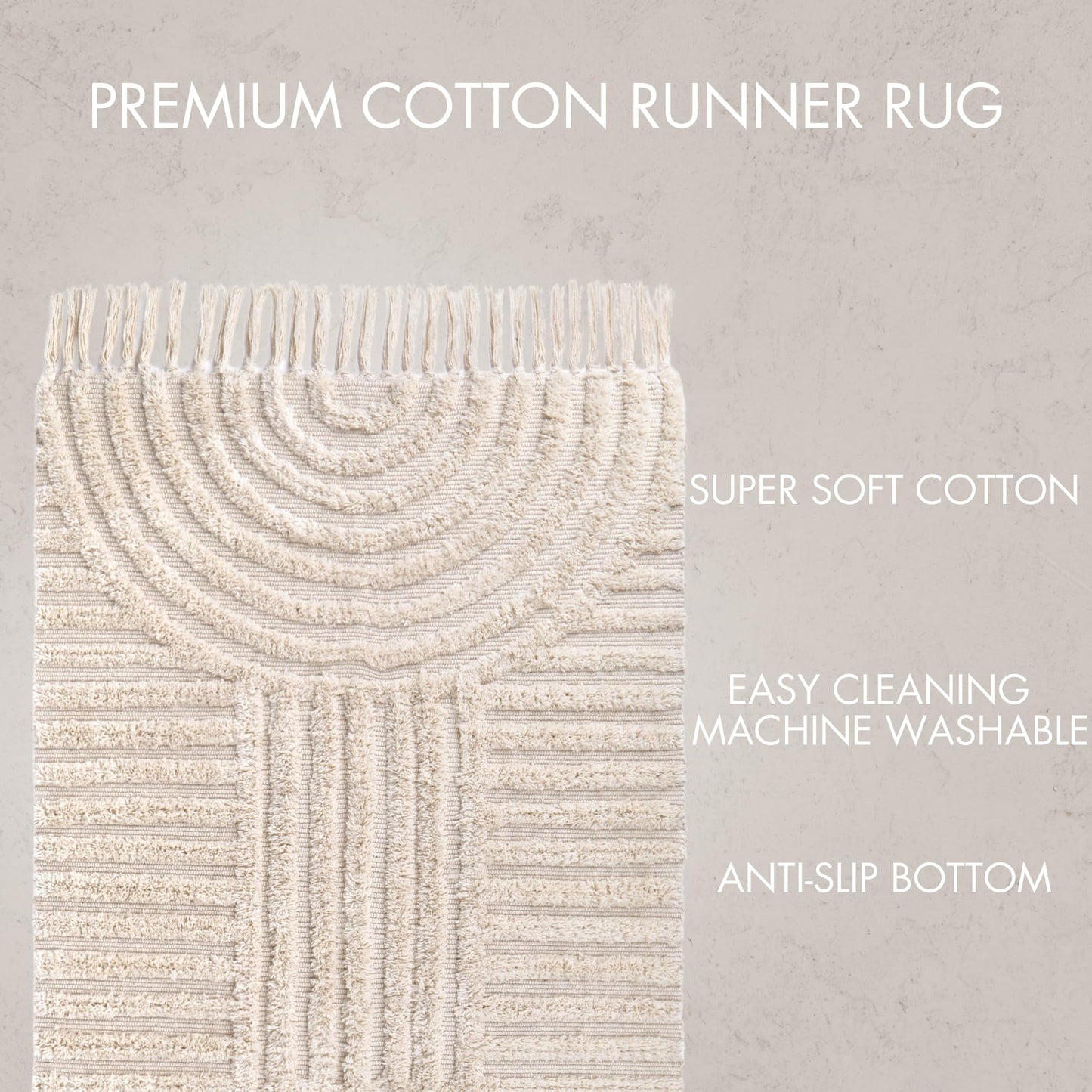 Beautiful 2x6 ft. Boho Runner Rug with Tassels for Your Hallway, Bedroom Or Living Room - Soft Cotton Carpet Fits Perfectly in Any Kitchen/Dining Space - Washable Rug Enhances Any Home Decor