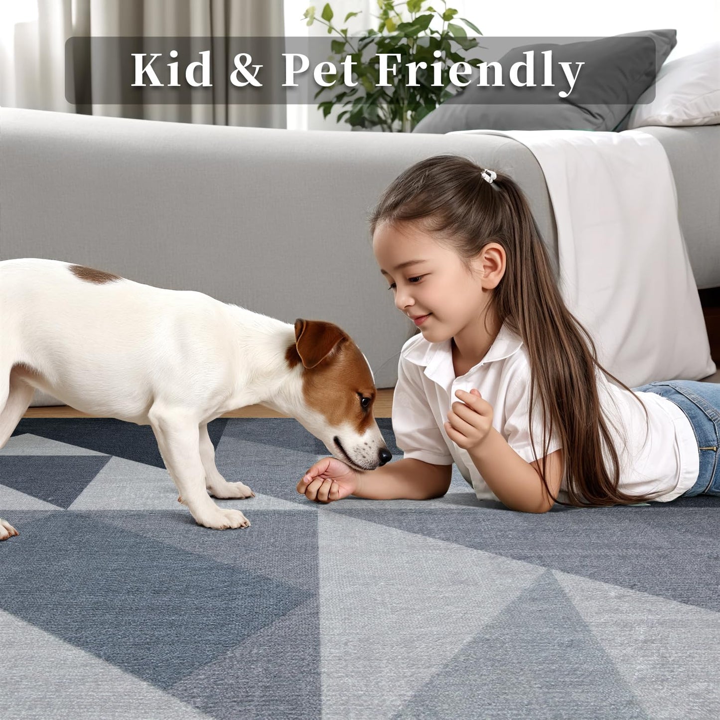 SERISSA Modern Abstract Gray Rug for Living Room, 8'x10' Machine Washable Soft Area Rug Non-Slip Rug, Low-Pile Contemporary Indoor Dining Floor Carpet for Bedroom Office Under Table Home Decor