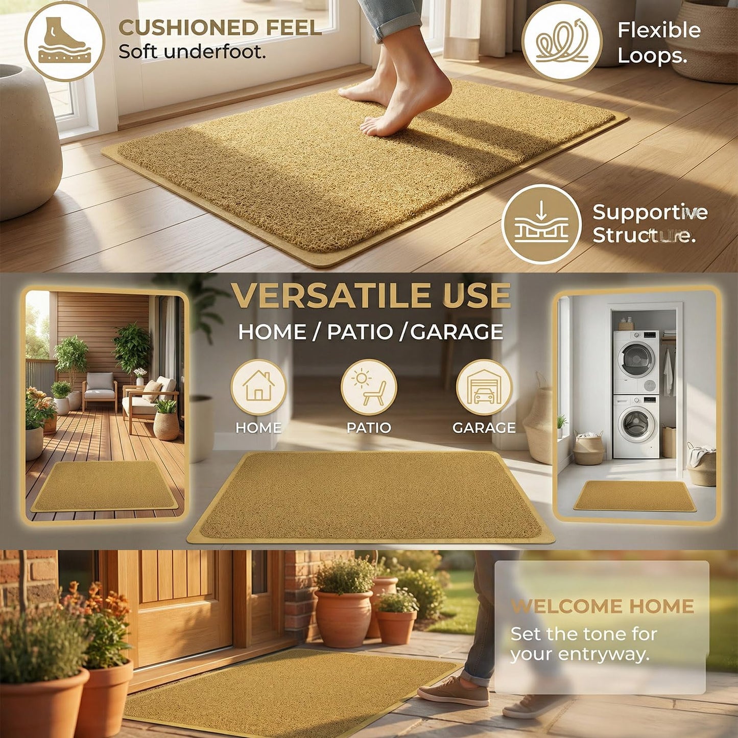 YZCZ Funny Doormat for Entrance Way Indoor/Outdoor Front Door/Patio Anti-Slip & Heavy Weather Resistant Rugs House Warming Novelty Gift Mat 36"x24" (Cute Shoes Take Them Off)