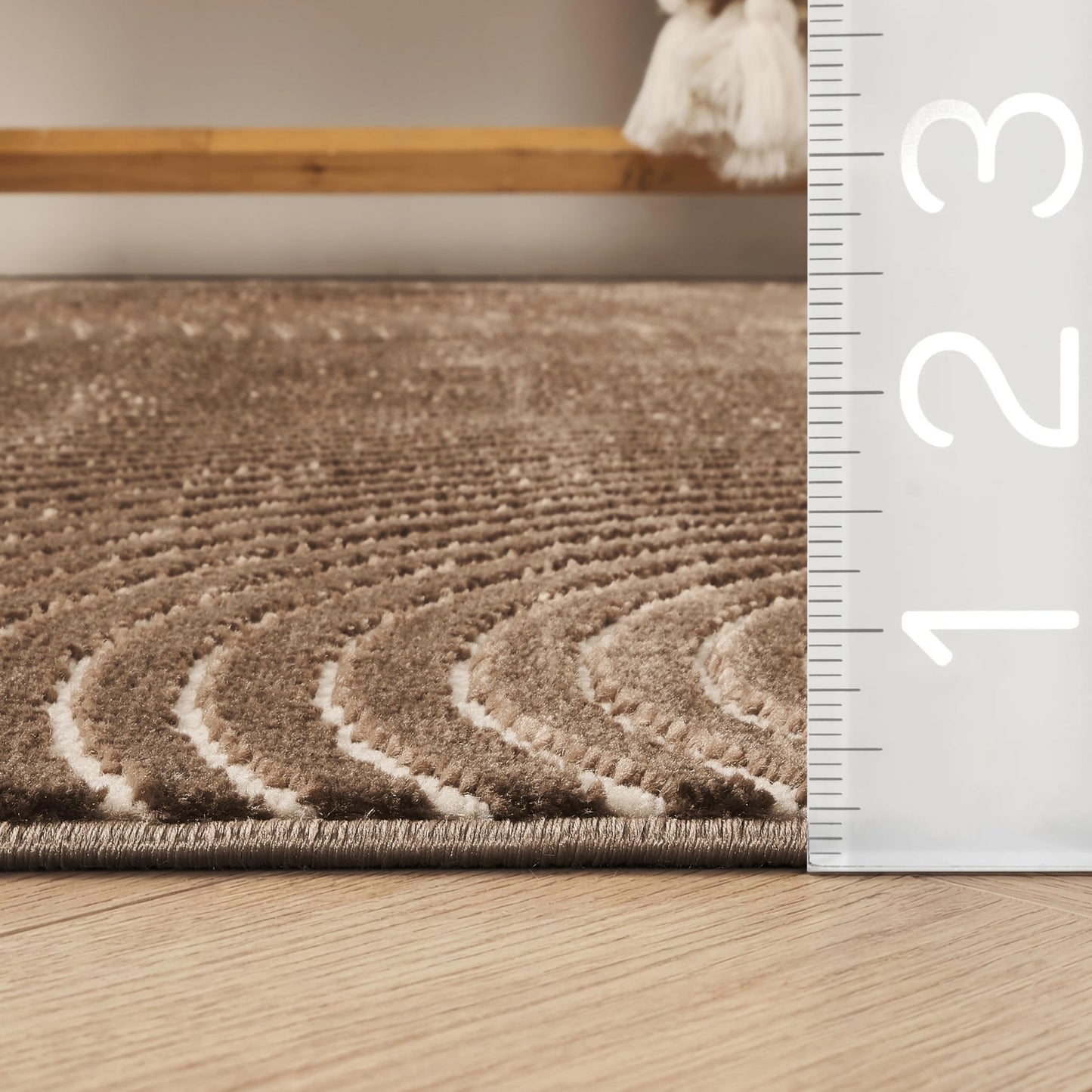 Abani Neutral Collection Brown Area Rug 4' x 6' for Living Room, Bedroom - Mid-Century Concentric Circle Design - Durable & Easy to Clean