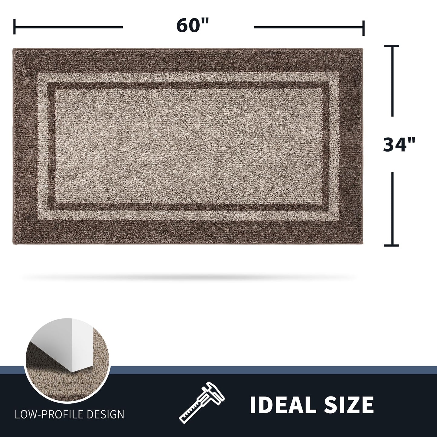 PURRUGS Dirt Trapping Door Mat 34" x 60", Non-Slip Machine Washable Entryway Rug, Entrance Mat, Indoor Front Door Mat, Super Absorbent Entry Rug for Muddy Shoes & Paws, Beige & Grayish Brown
