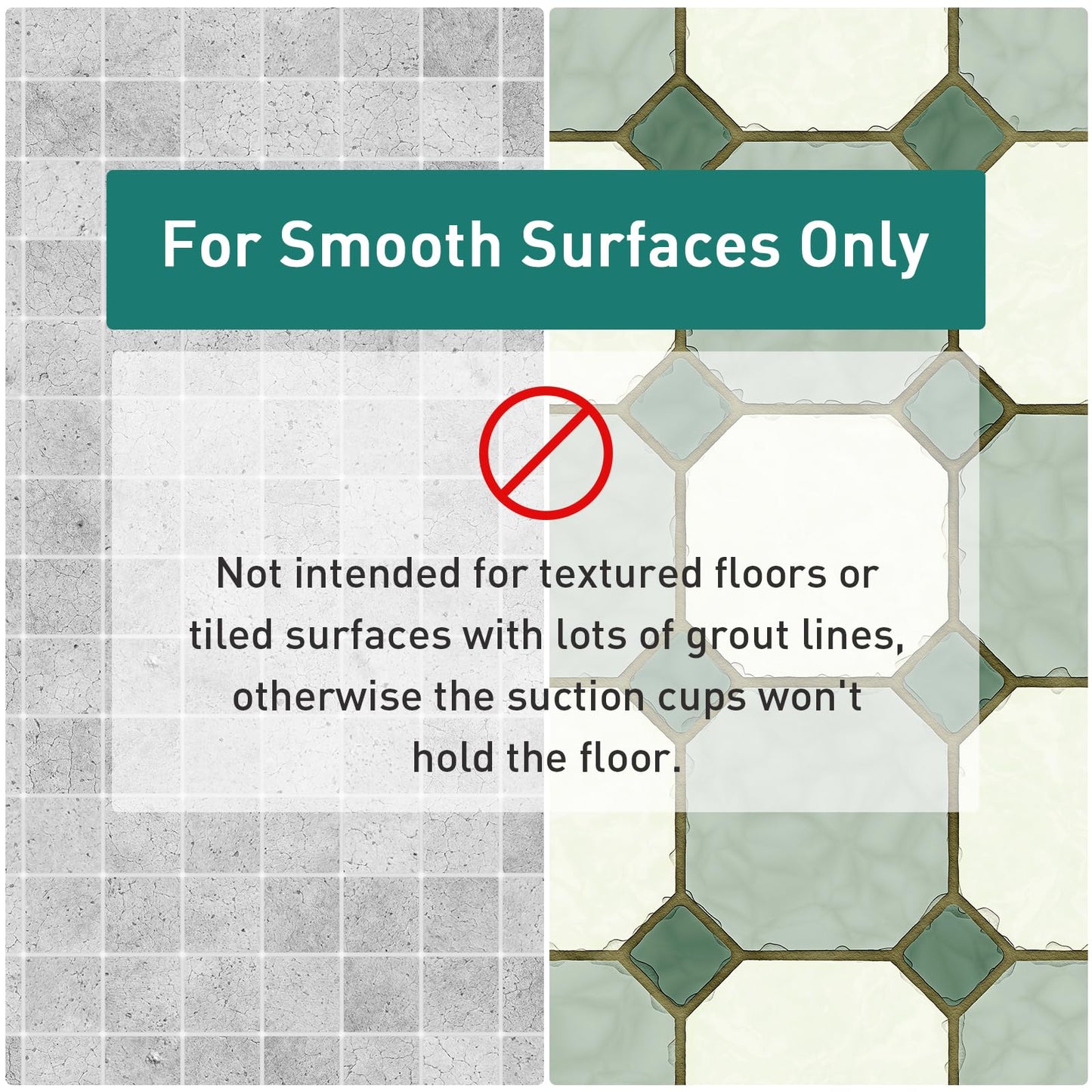 Naoloture Large Square Shower Mat 27 x 27 Inch Clear, Non Slip Shower Bathtub Mats for Inside Shower With Big Suction Cups Drain Holes, Anti Slip Bathroom Floor Shower Stall Mats, Easy Clean, BPA-Free