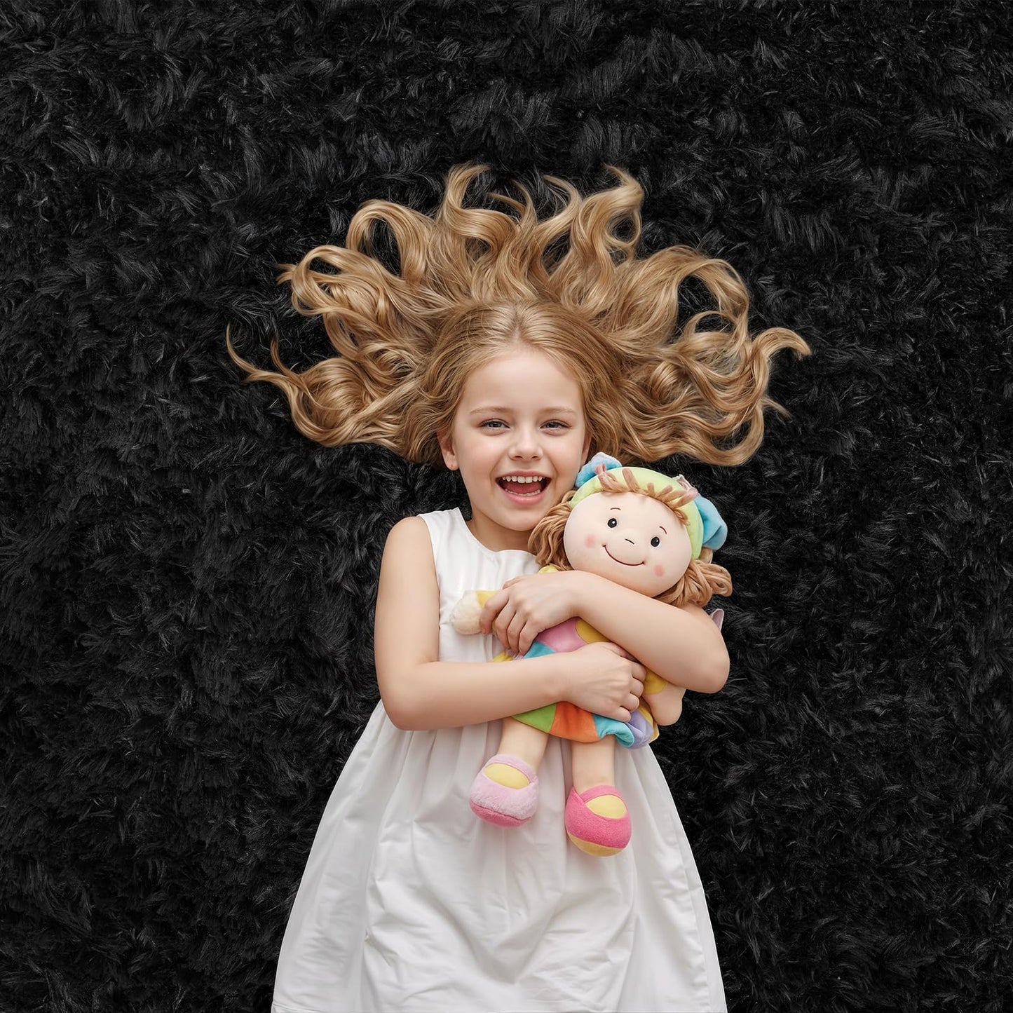 Area Rug for Living Room Bedroom: 5x7 Soft Fluffy Shag Rugs Upgrade Non-Slip High Pile Carpet Large Fuzzy Plush Indoor Floor Shaggy Carpets for Nursery Kid Playroom Office Dorms Home Decor Black