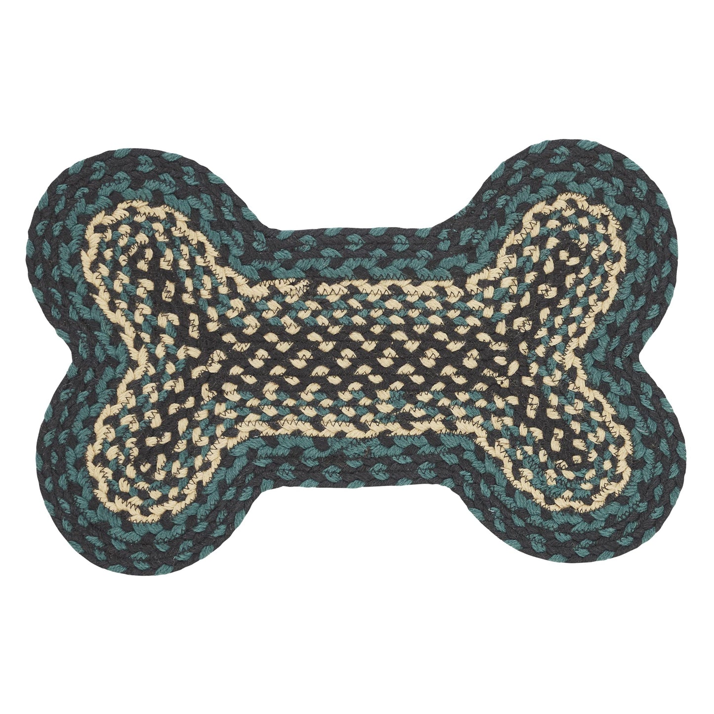 VHC Brands Pine Grove, Bone Shape Indoor-Outdoor Rug, Recycled Polyester, Small, Green, 11.5x17.5