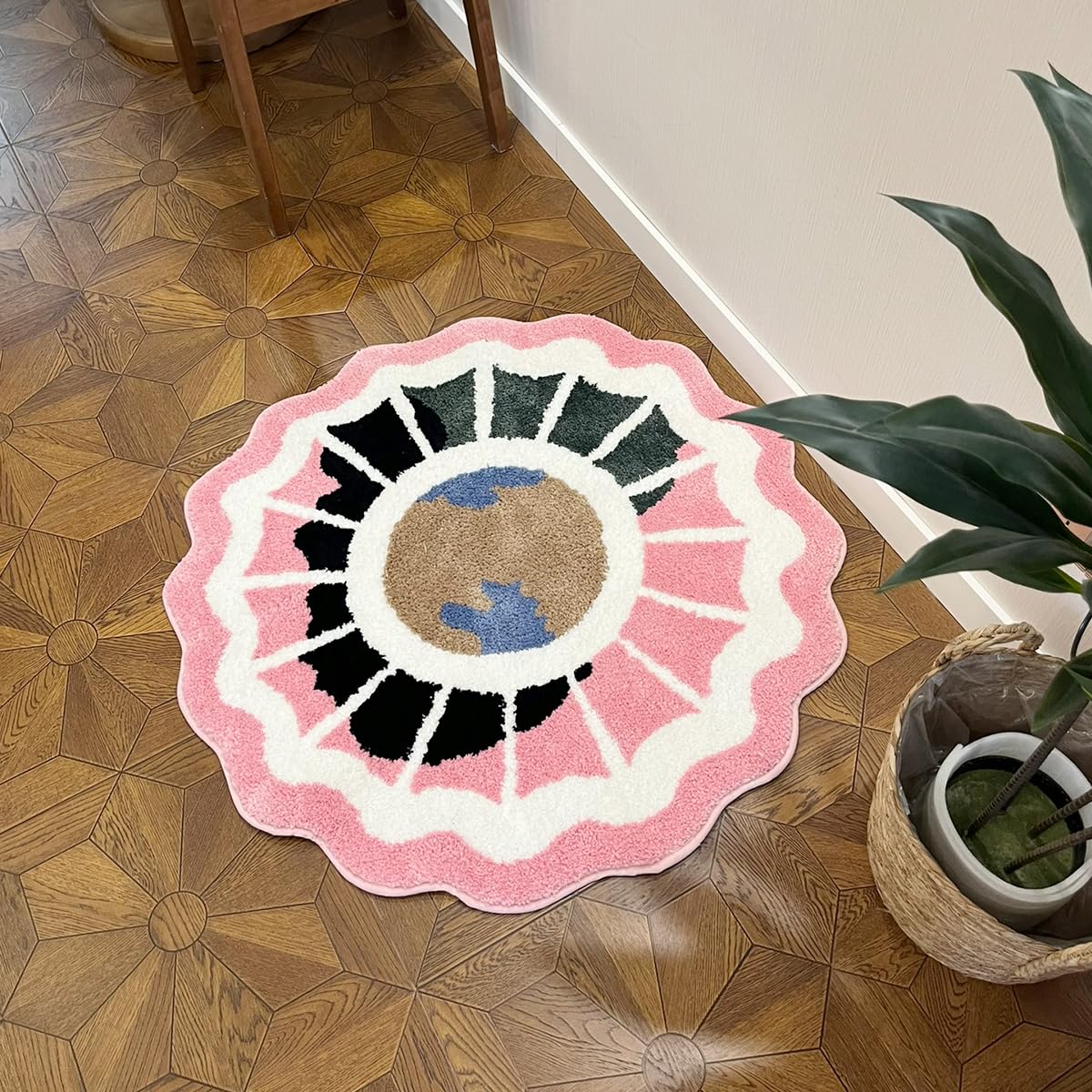 LAKEA Pink Round Tufted Rug Soft Thick Plush Educational Non-Slip Durable Easy Clean Bedroom Friendly Global Decor (35.4X35.4 inch)