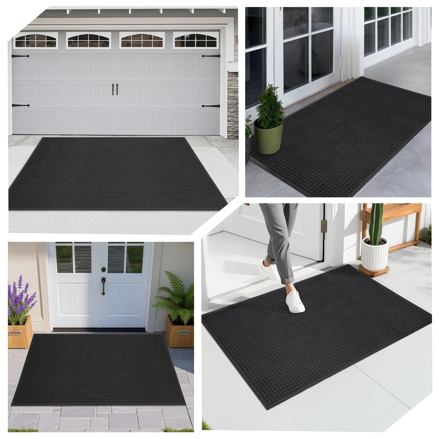 Cybstrax Front Door Mat Indoor Outdoor, 36"x48" Heavy Duty All-Weather Doormat, Non-Slip Waterproof Absorbent Commercial Floor Mat for Garage, Patio, High Traffic Areas