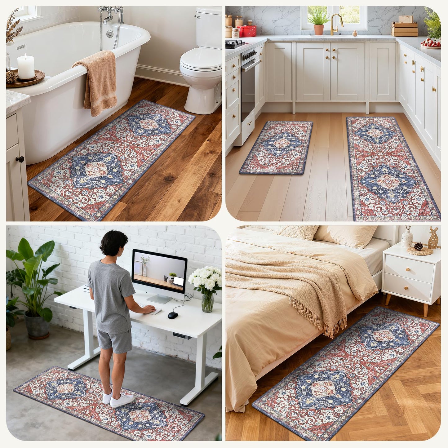 Ileading Anti Fatigue Kitchen Rugs Sets of 2 Cushioned Kitchen Mats for Floor Waterproof Kitchen Mat Set Non Slip Comfort Standing Mat for Kitchen, Office, Sink, Laundry
