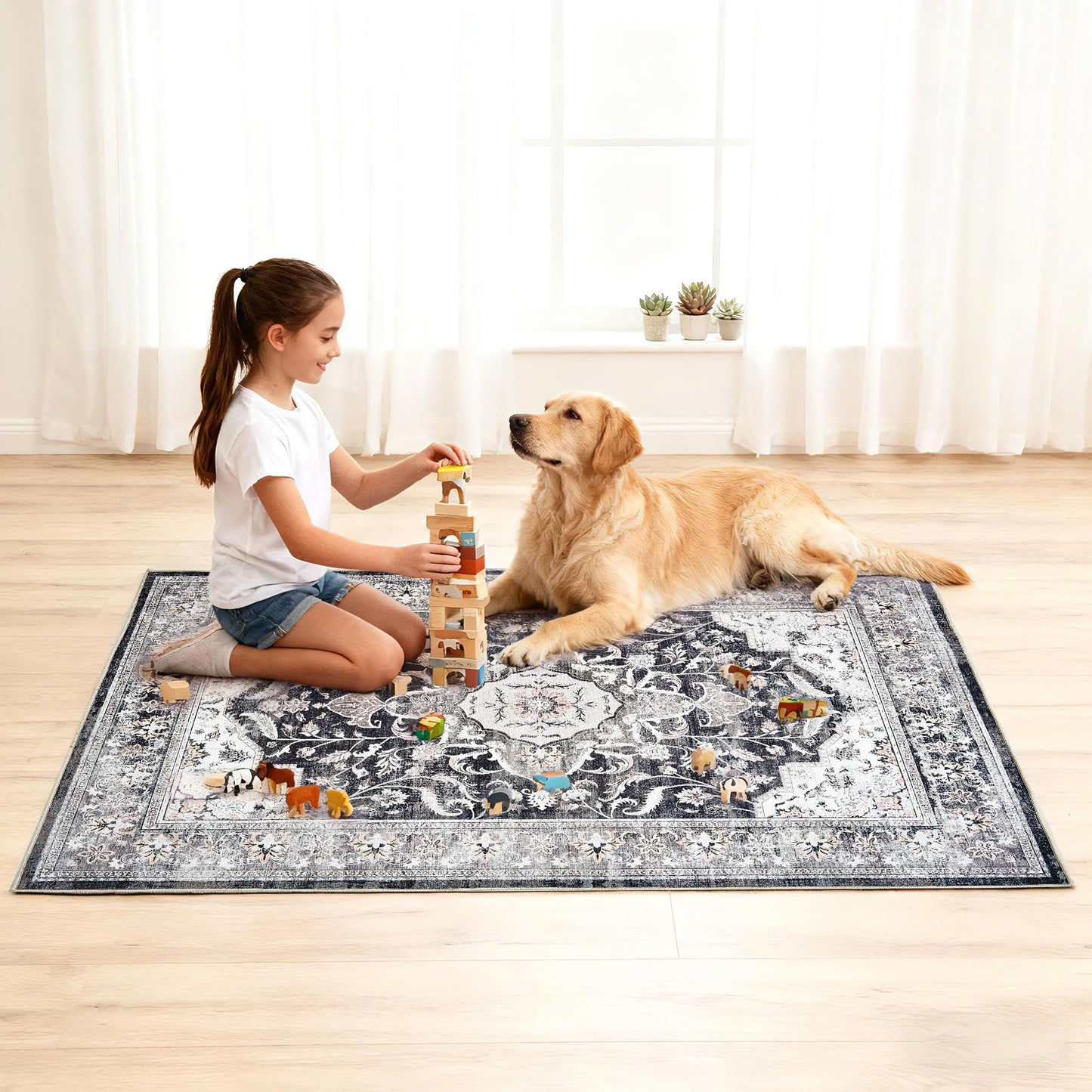 Office Chair Mat for Hardwood Tile Floor, 36"x48"Anti-Slip Under Desk Carpet Protector for Rolling Computer Chair Mat, Machine Washable Office Area Carpet (Chenille,Brown)