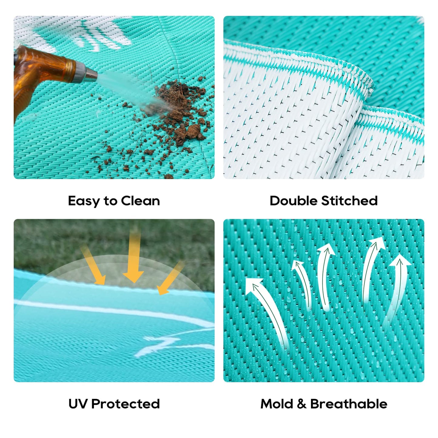 RVGUARD RV Outdoor Rugs, Reversible Patio Mat 9 x 18 Feet, Waterproof Camping Rugs for Indoor/Outdoor, Patio, RV, Picnic, Beach, Backyard, Deck-Campers Gonna Camp(Green)