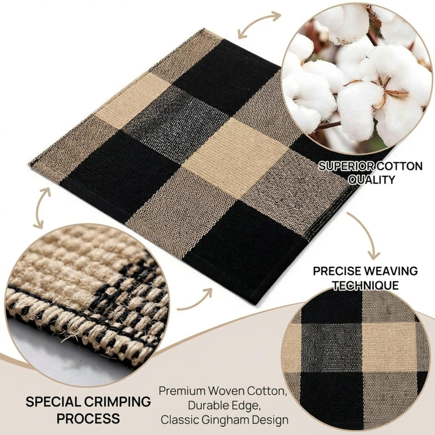 SKYPEA Brown and Black Buffalo Plaid Rug 3' x 5', Washable Farmhouse Non-Slip Checkered Doormat, Indoor Outdoor Floor Mat for Living Room, Bedroom, Entryway, Kitchen, Laundry Room