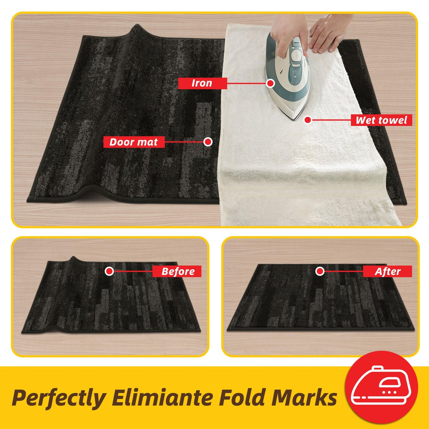 JSEI Dirt Trapper Door Mat 32"x48", Non-Slip Doormats Washable Entryway Mat, Welcome Floor Mat Absorbent Low Profile Dog Door Mats for Front Back Door, Wet Shoes & Paws, Dark Gray