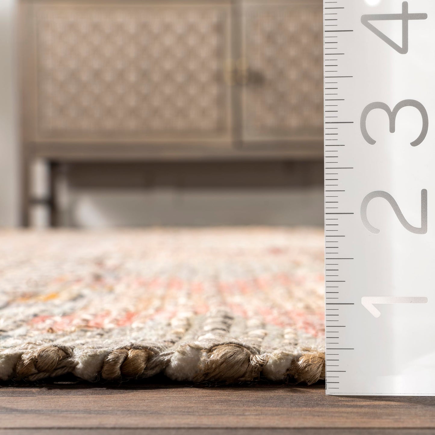 Nuloom Hermina Multicolor/Ivory, 6' Round, Handmade, Jute, Tribal, Tasseled, Soft and Textured, High Traffic, Stain Resistant, Easy Clean, Durable Runner for Bedroom, Living Room, Dining, Foyer