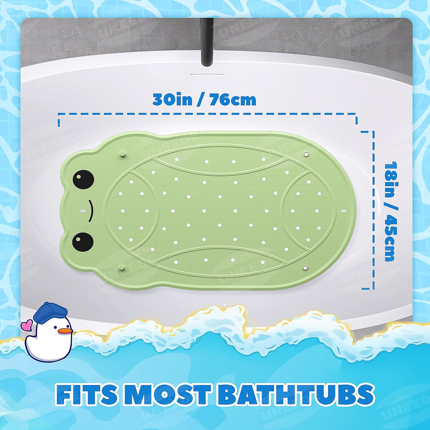 UNEEDE Kids Bathtub Mat Non Slip Shower Mat for Toddlers, Washable Anti Slip Tub Surface, Soft Rubber Mat for Bathtub Shower, Waterproof Bathtub Essentials for Children(Not for Textured Surfaces)