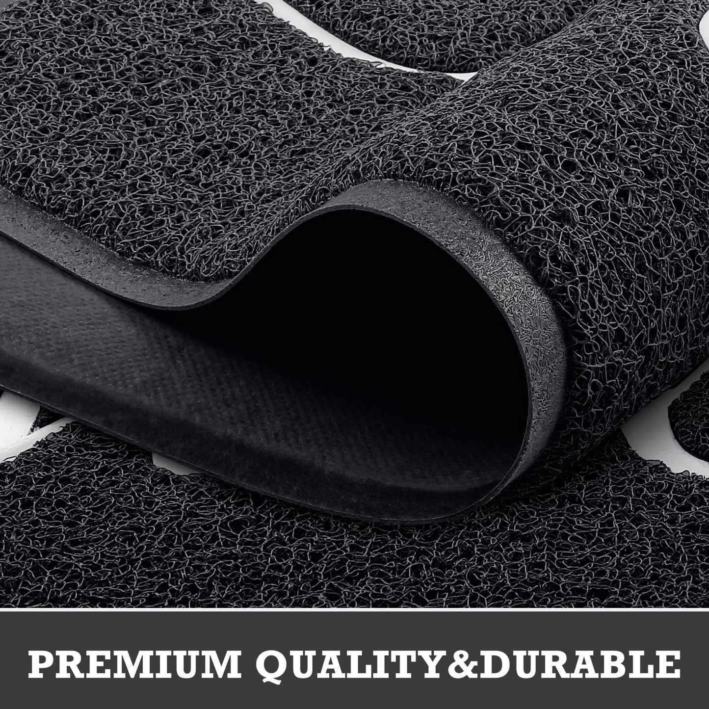 CozyBounty Black Door Mat Welcome Mats Outdoor Indoor Non-Slip Doormat for Entryway Low-Profile Floor Mat for Yard, Garage, High Traffic Areas (30"x17.5", Black)