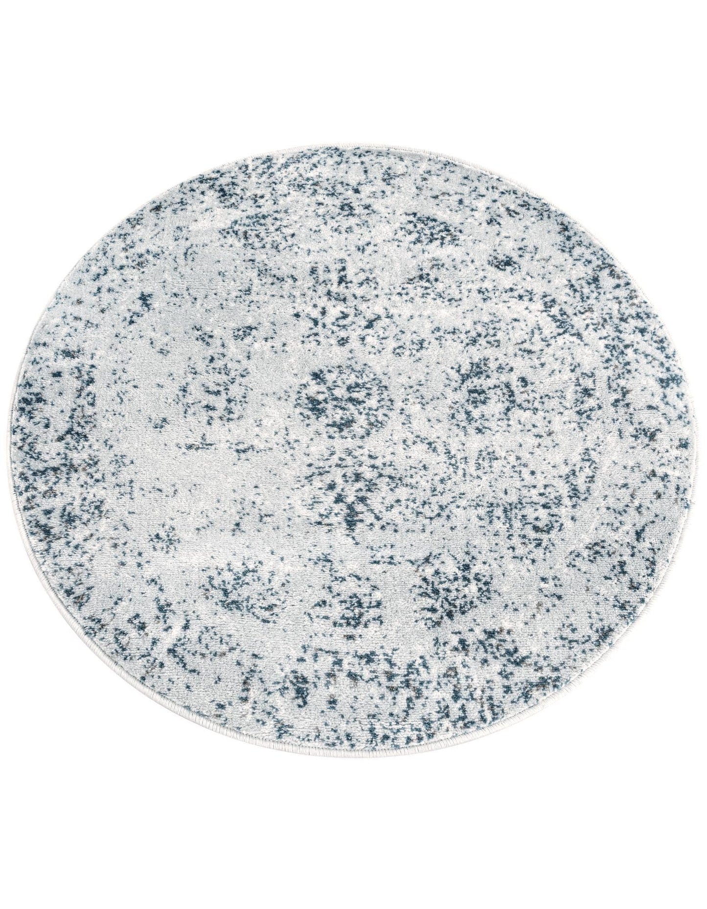 Rugs.com - Monte Carlo Rug – 3 Ft Round Light Blue Stain-Resistant Area Rug – Vintage Medallion Design for Entryways, Bedrooms, and Home Offices
