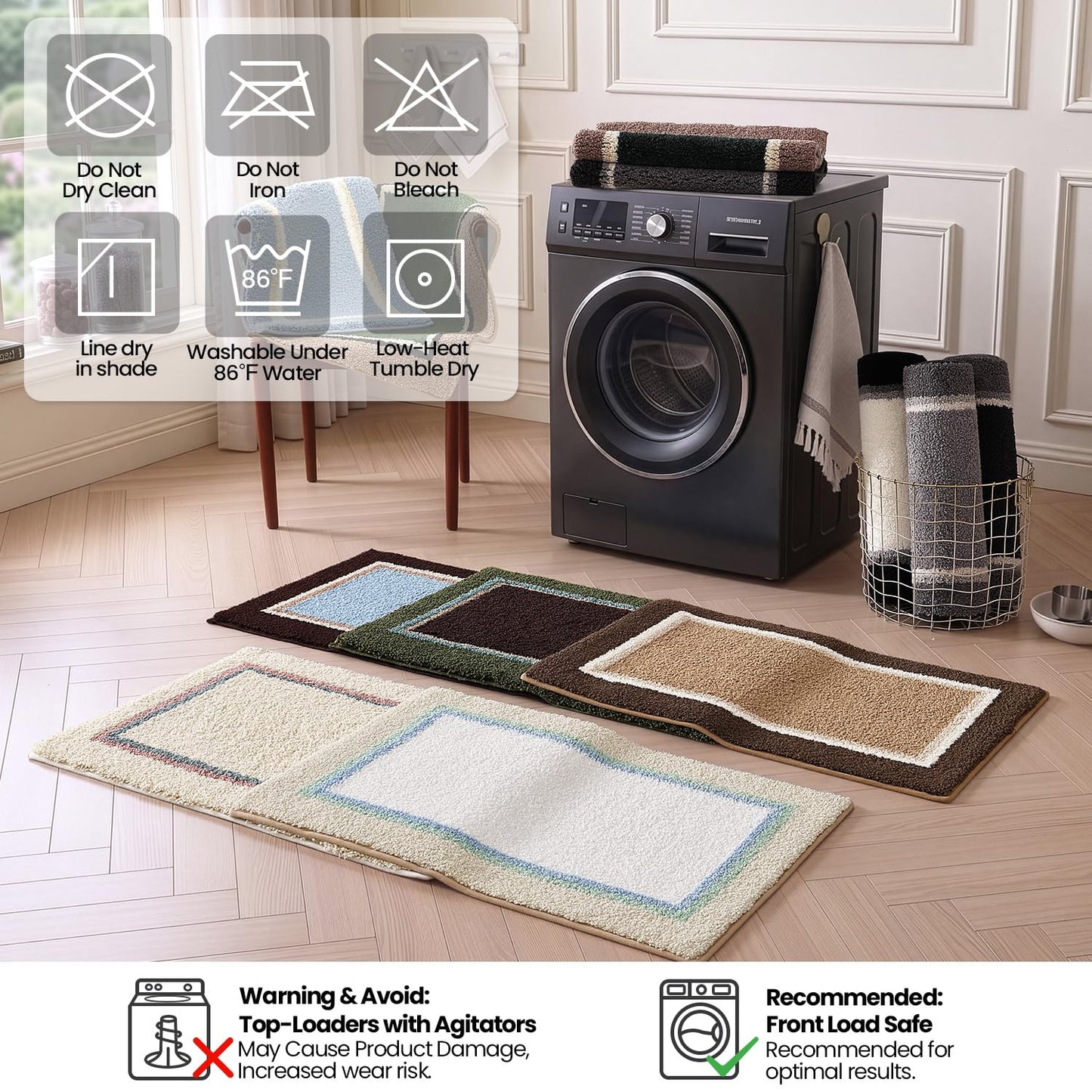 DEXI Bathroom Rugs 24x16, Absorbent Extra Soft Plush Microfiber Bath Mat for Bathroom, Non Slip Washable Bathmat Quick Dry for Shower Floor, Sink, Tub, Laundry Room, Light Grey