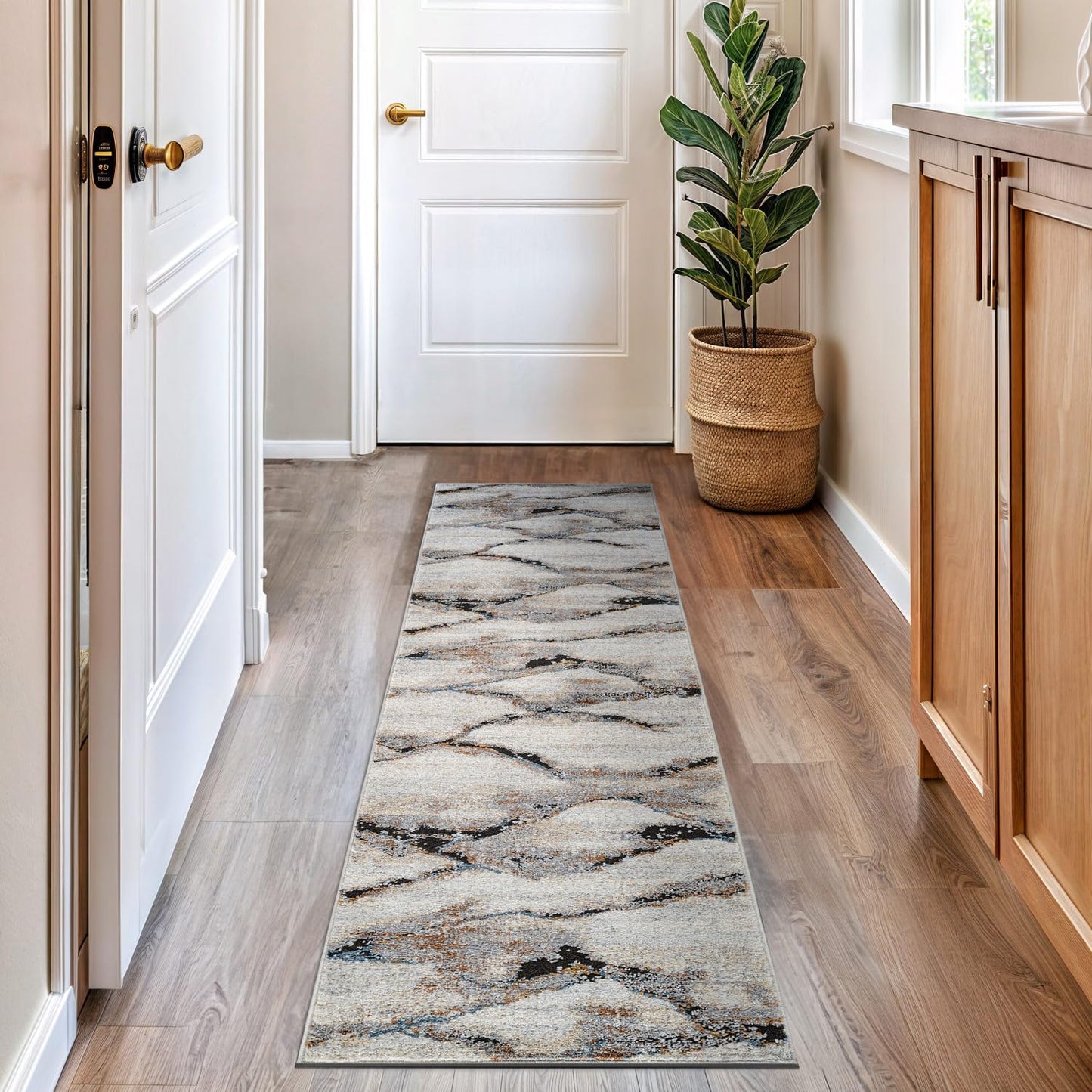 Rugshop Contemporary Gray Striated Area Rug Durable, Kid & Pet Friendly 2' 3" x 8' Runner Ideal for Hallway, Kitchen, Entryway, or Behind The Sofa