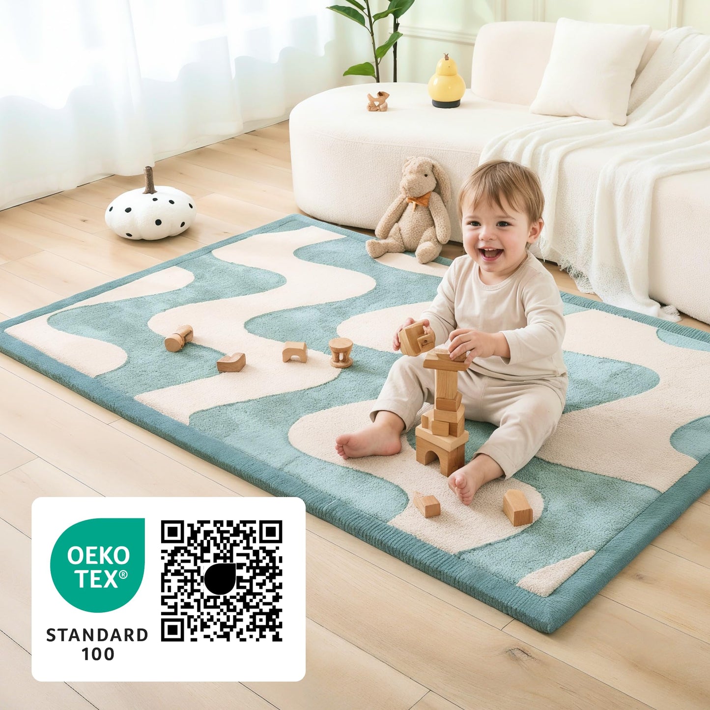 Hakuna Matte CloudRise Baby Play Mat for Floor 60" x 80" Waves