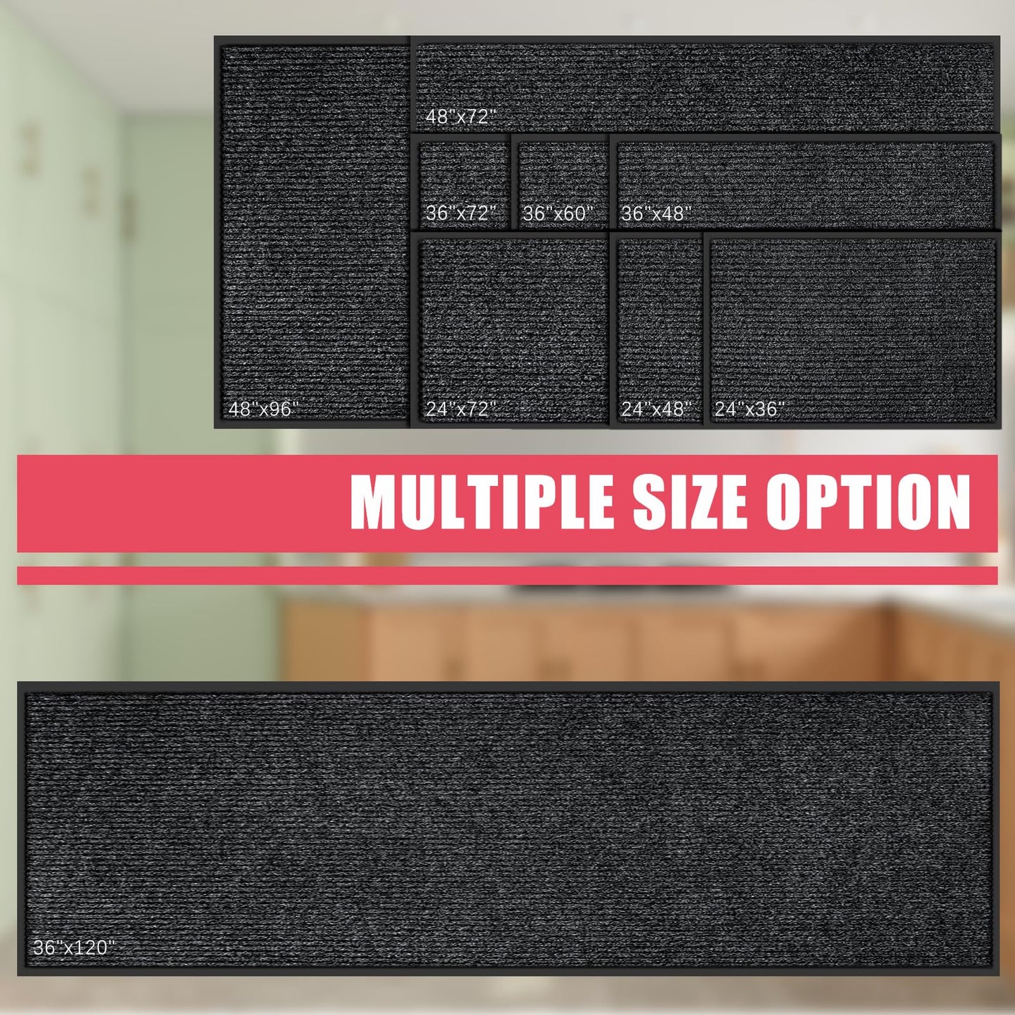 Kuyal Front Door Mat, 4'x6' Indoor Outdoor Entrance Mat, Commercial Floor Mats Inside Outside Entrance, Heavy Duty Durable Welcome, Rubber Backing Non Slip Outdoor Mats for Entryway,Black