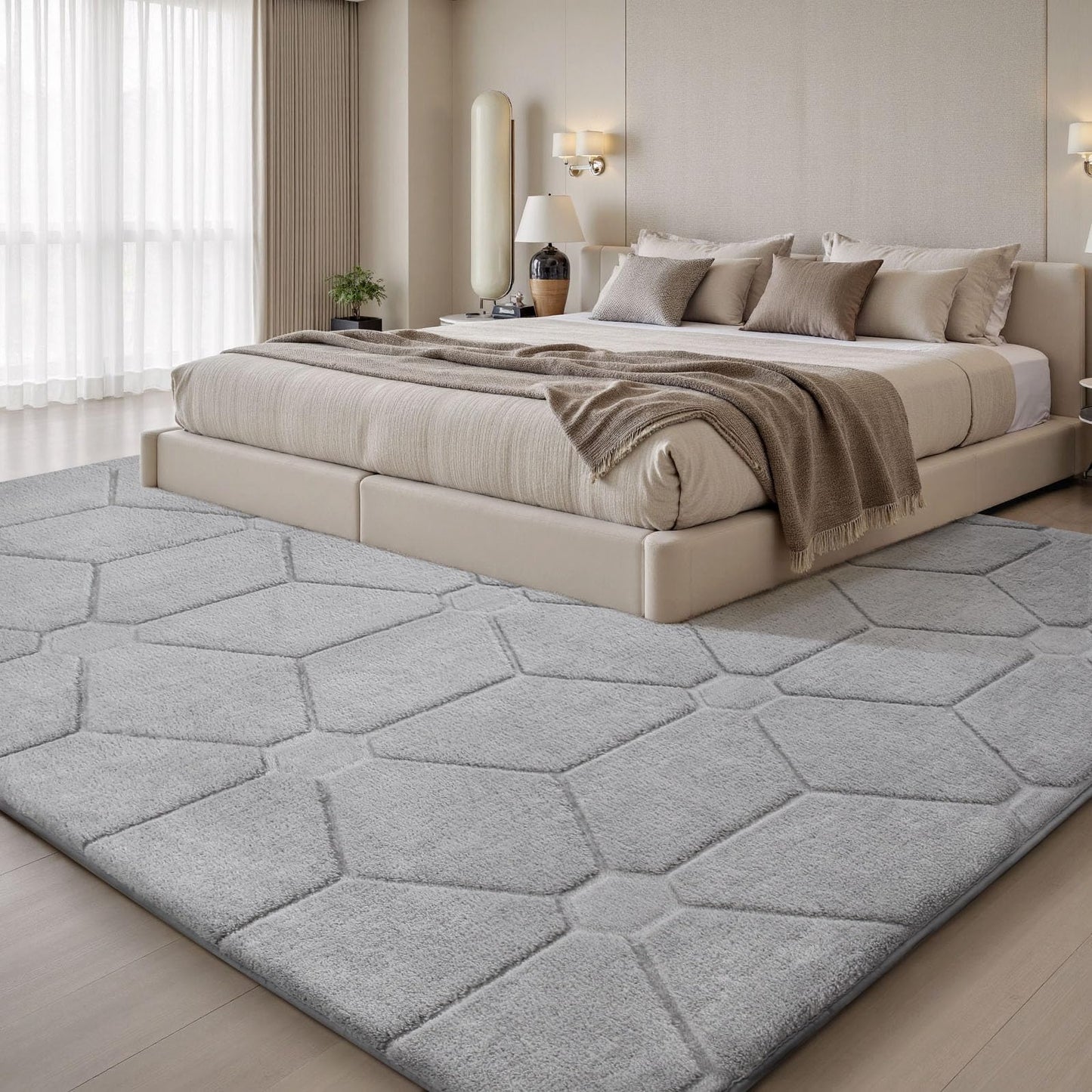Sour Lemon Area Rugs 9x12 Living Room, Soft Large Area Rug Fluffy Grey Rugs for Bedroom,Machine Washable Area Rug Non Slip Carpet Rug for Living Room Playroom Kids Room Home Decor