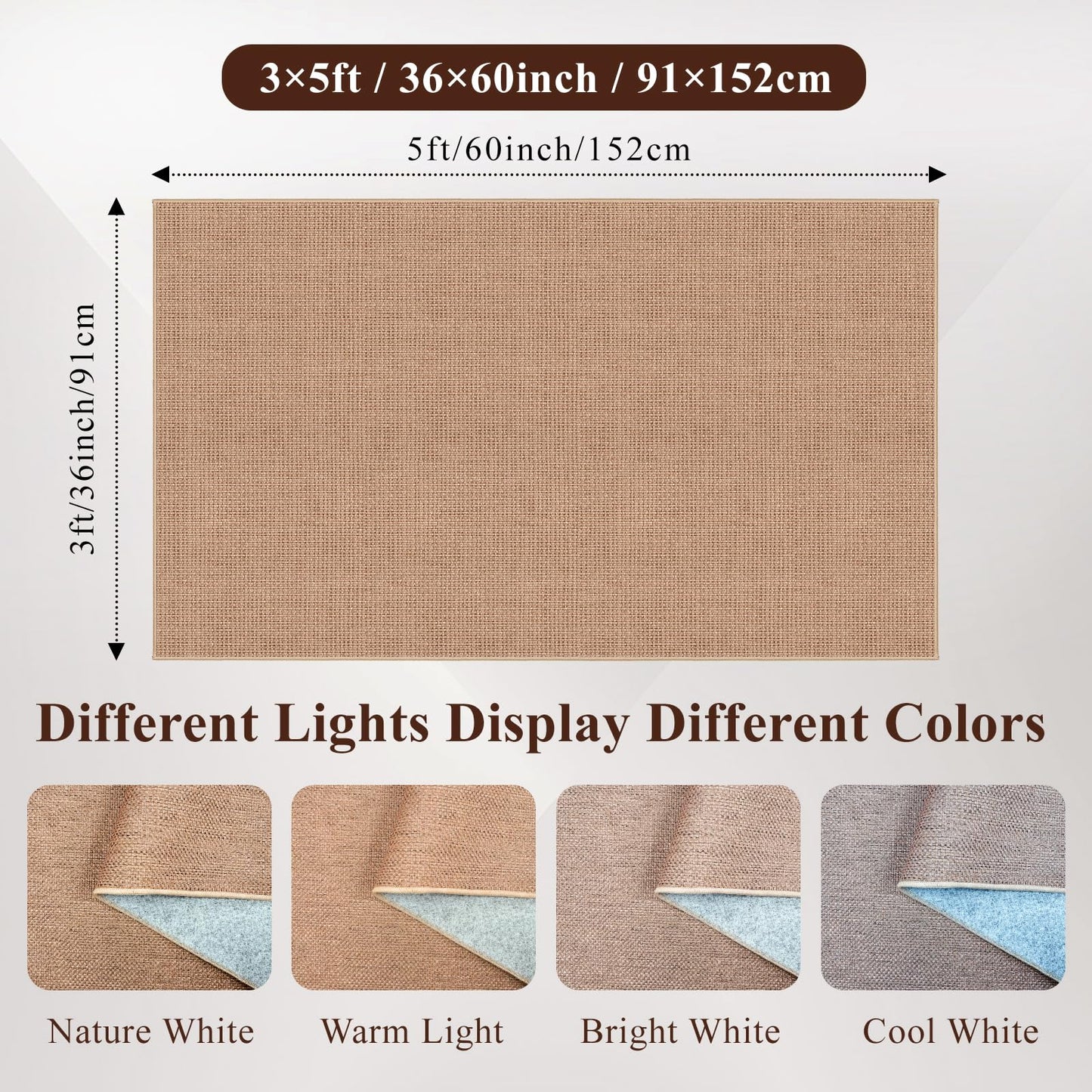 BYYVOO 3x5 No Shed Jute Rug: Machine Washable Non Slip Rugs for Entryway Front Porch Kitchen - Door Mat Area Rug Farmhouse Neutral Non Shedding - Carpet for Bedroom Living Room (Beige,3x5)