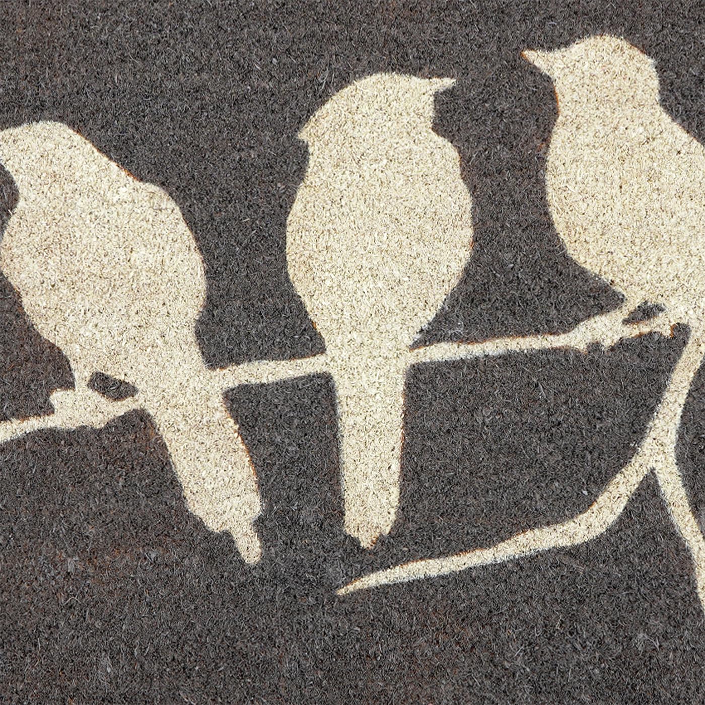 Fab Habitat Non Slip Doormat - Durable, Thin - Natural Coir & Rubber - Entryway, Front Door, Porch, Patio - Birds On Branch Doormat - 24" x 36" Non-Slip