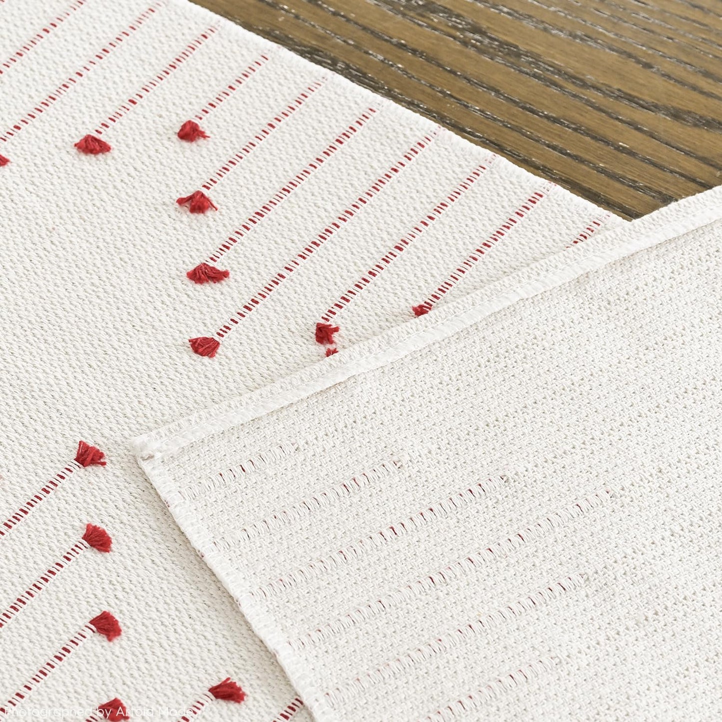 Artoid Mode Red Boho Table Runner for Farmhouse Rustic,Seasonal Holiday Macrame Burlap Kitchen Dining Table Decoration for Home Party Decor 12x72 Inch