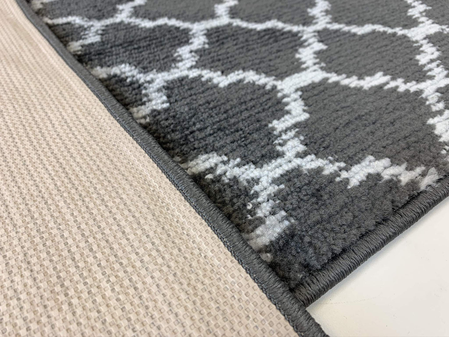 REMNAZ Custom Size Hallway Runner Rug, Trellis Dark Gray, 31 in x 7 ft
