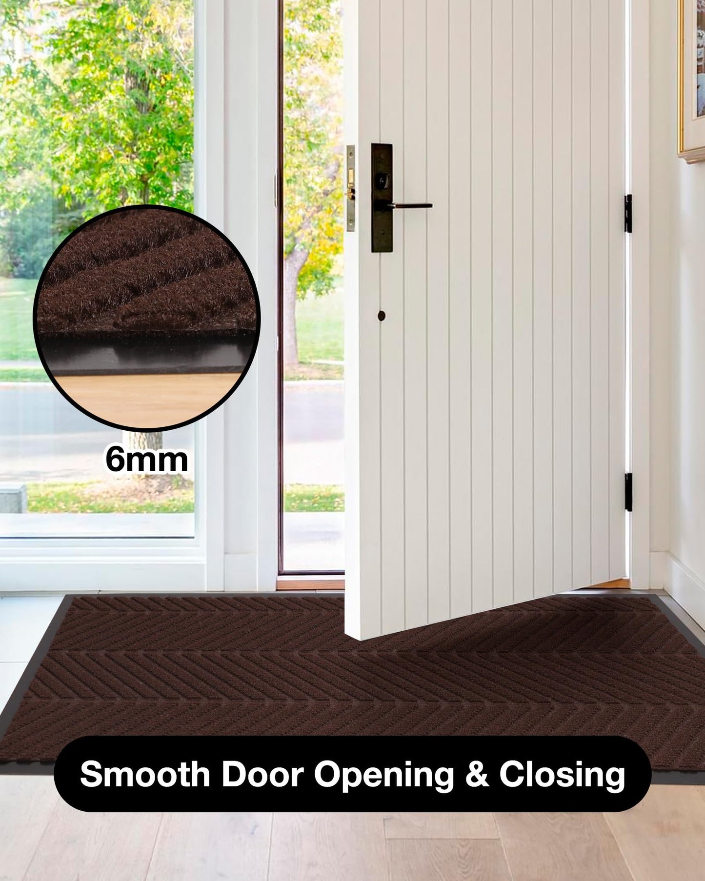 ZPAI 16" x 32" Dark Brown Front Door Mat Indoor Outdoor, Low Profile Welcome Doormat for Entrance, Waterproof All-Weather Entry Mat for High Traffic Area