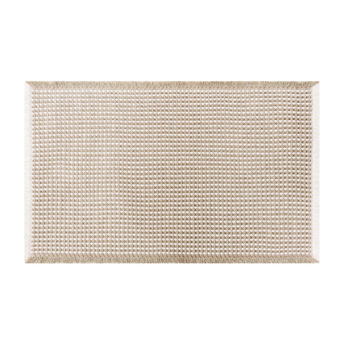 GRLYUH Waffle Bath Mat - Boho Bathroom Rugs Non Slip Washable, Super Absorbent & Quick Dry, Small Bath Mats Farmhouse Bathroom Decor, 18'' x 30'', Khaki and White