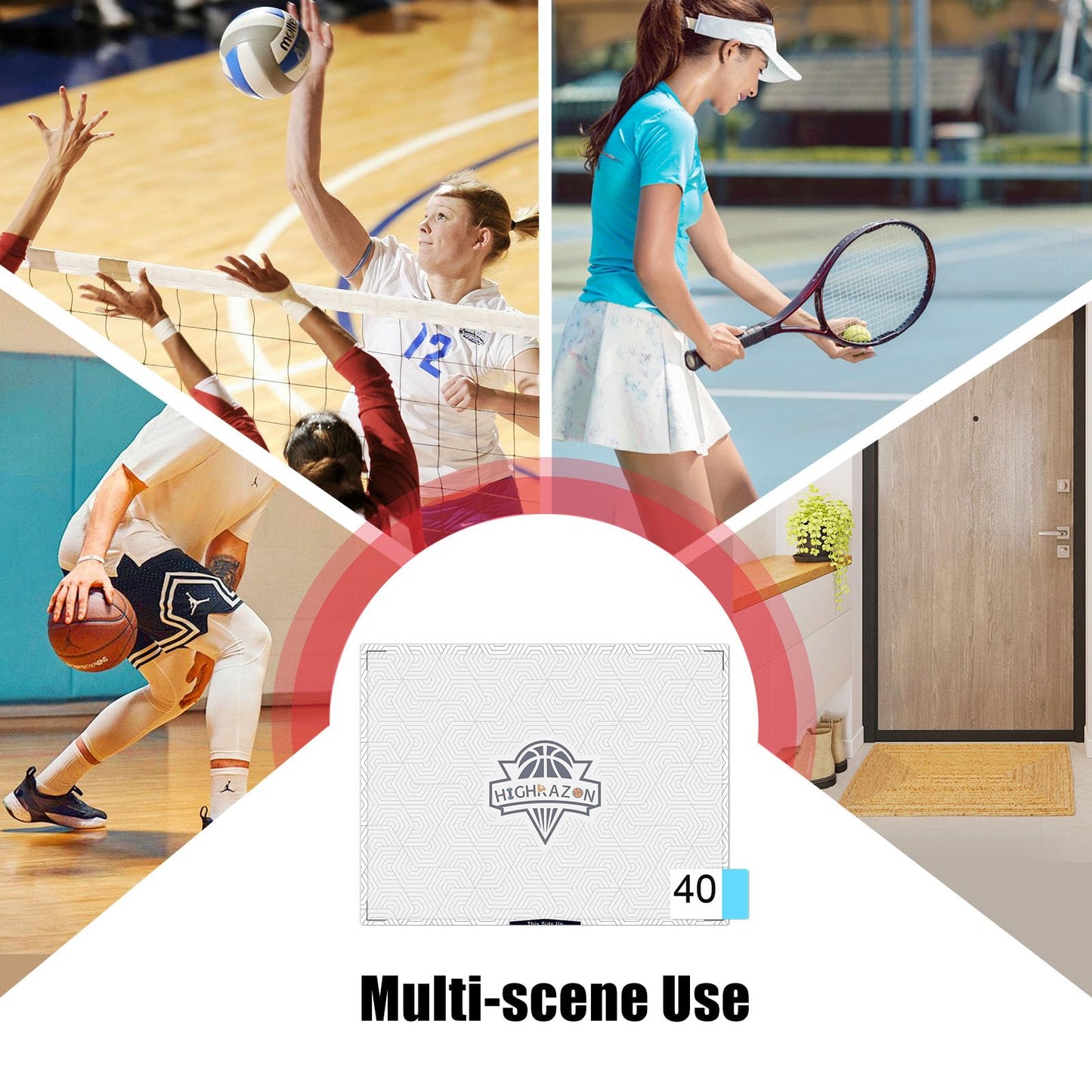 HIGHRAZON Courtside Basketball Sticky Mat,Includes 40 Sticky Sheets Non-Slip Sticky Shoe Mat for Basketball Court Shoe Grip,Courtside Shoe Grip Traction Mat,Improves Traction and Cleans Dust,Dirt