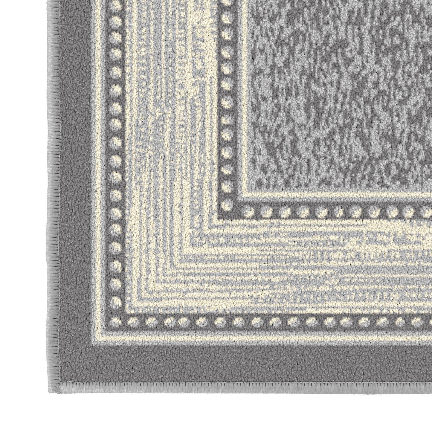 Ottomanson Area Rug 3'3" x 4'7" – Non Slip Rubber Backed Indoor Rug, Low Pile Accent Rug for Living Room, Bedroom, Entryway, Kitchen, Durable Floor Carpet, Border Light Gray