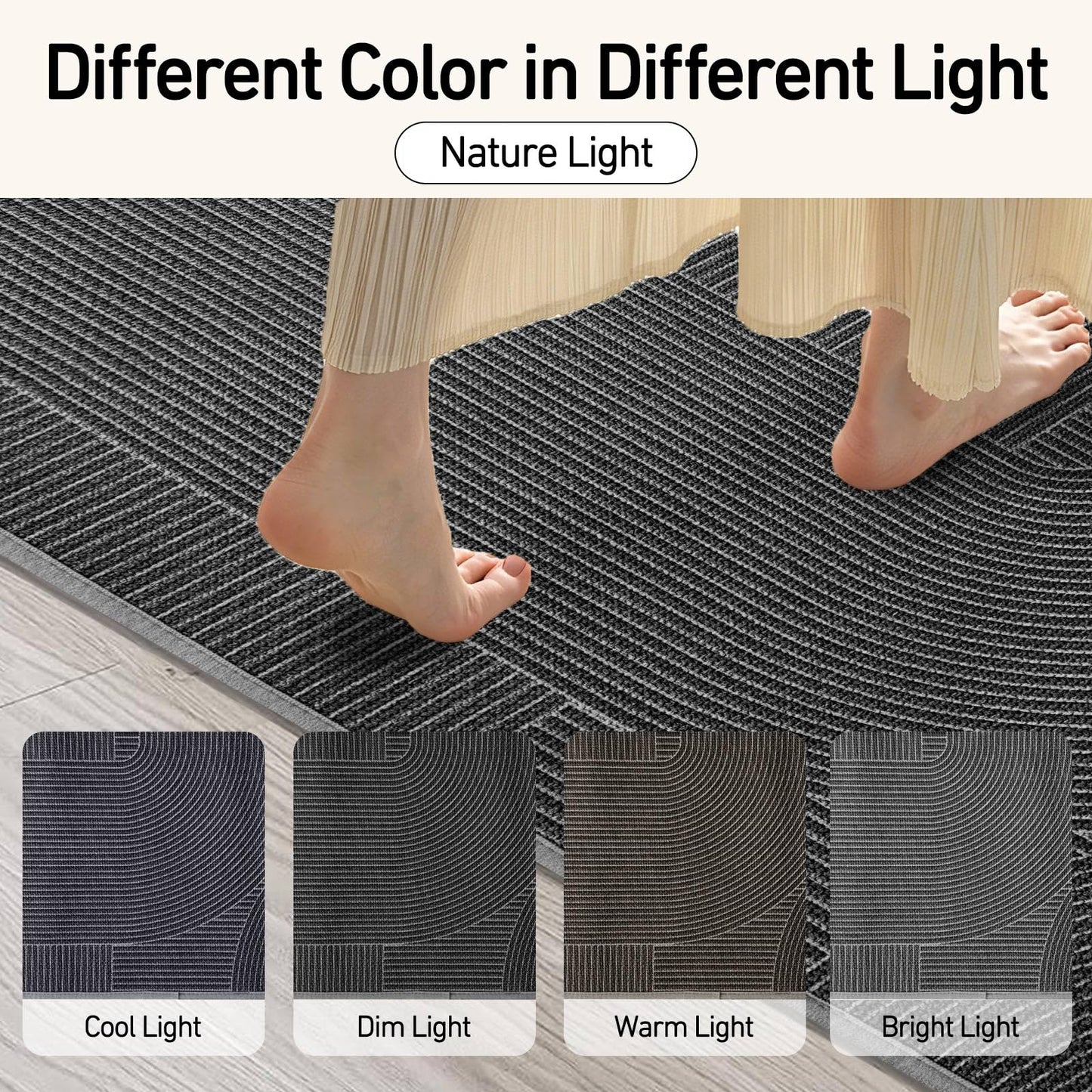HAPACE Kitchen Mat Set of 2 PCS, Anti Fatigue Kitchen Floor Mat, Kitchen Runner Cushioned Non Slip for Kichen, Office, Balcony, Gray, 17" x 30"+17" x 59"