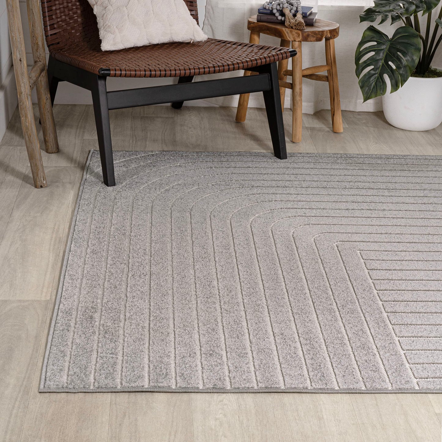 JONATHAN Y Odense High-Low Angle Indoor/Outdoor Area Rug, 8x10, Gray/Ivory, Modern, Contemporary, Geometric, Bohemian, Bedroom, Kitchen, Living Room, Non Shedding (SCN101B-8)