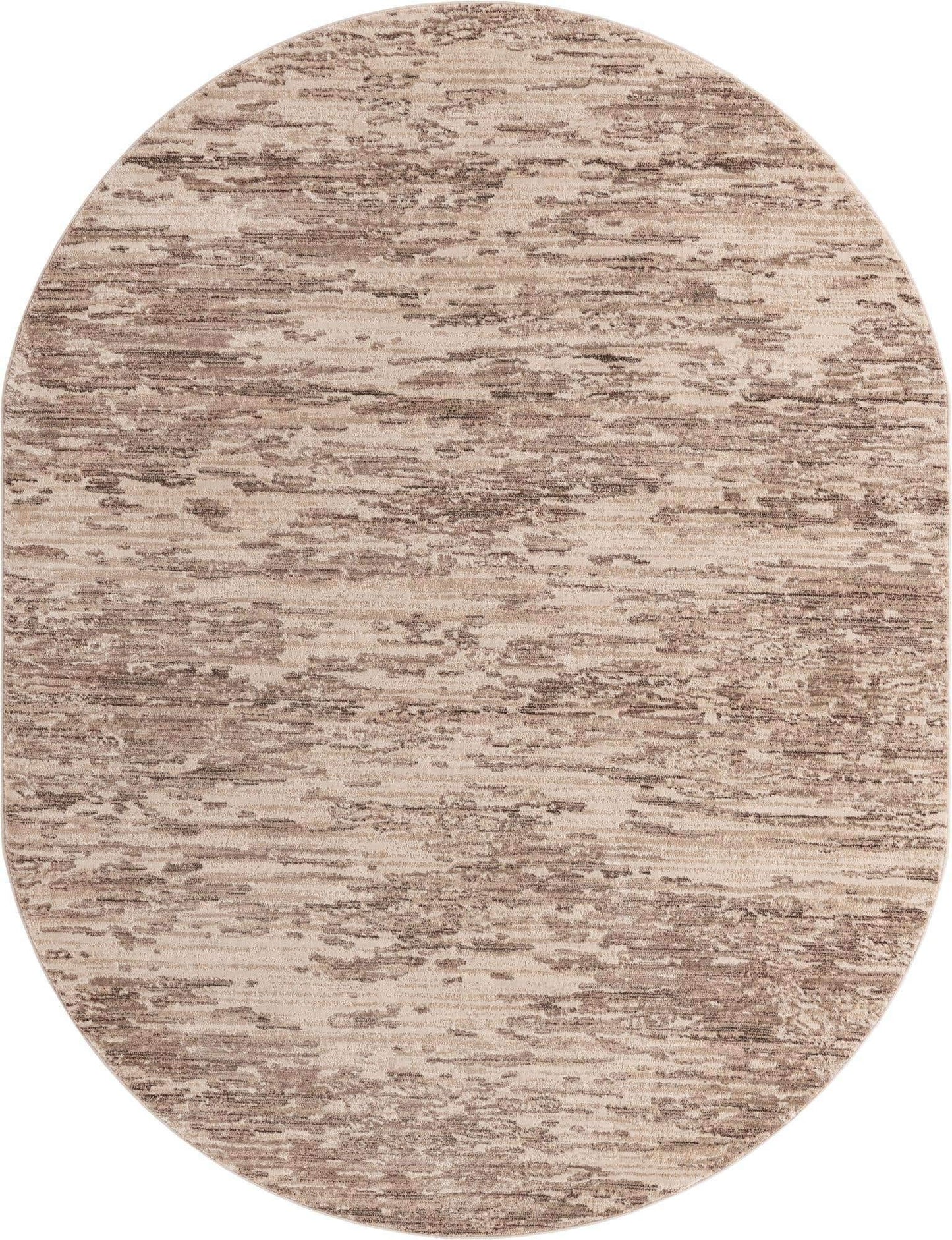 Unique Loom Oasis Collection Area Rug - Water (8' x 10' Oval, Brown/ Beige)