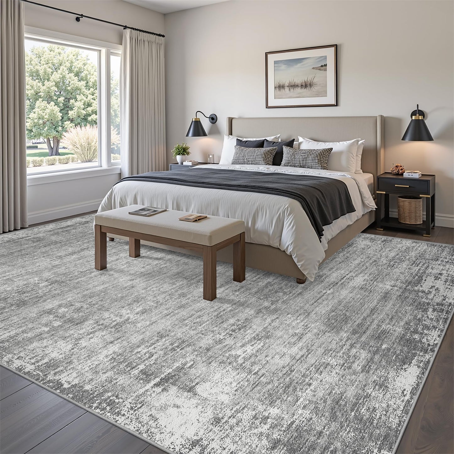 zesthome 9x12 Area Rugs for Living Room, Non-Slip Backing Washable Rug, Modern Abstract Area Rug, Stain Resistant Rugs for Bedroom, Ultra-Thin Large Area Rugs, Area Rug 9x12