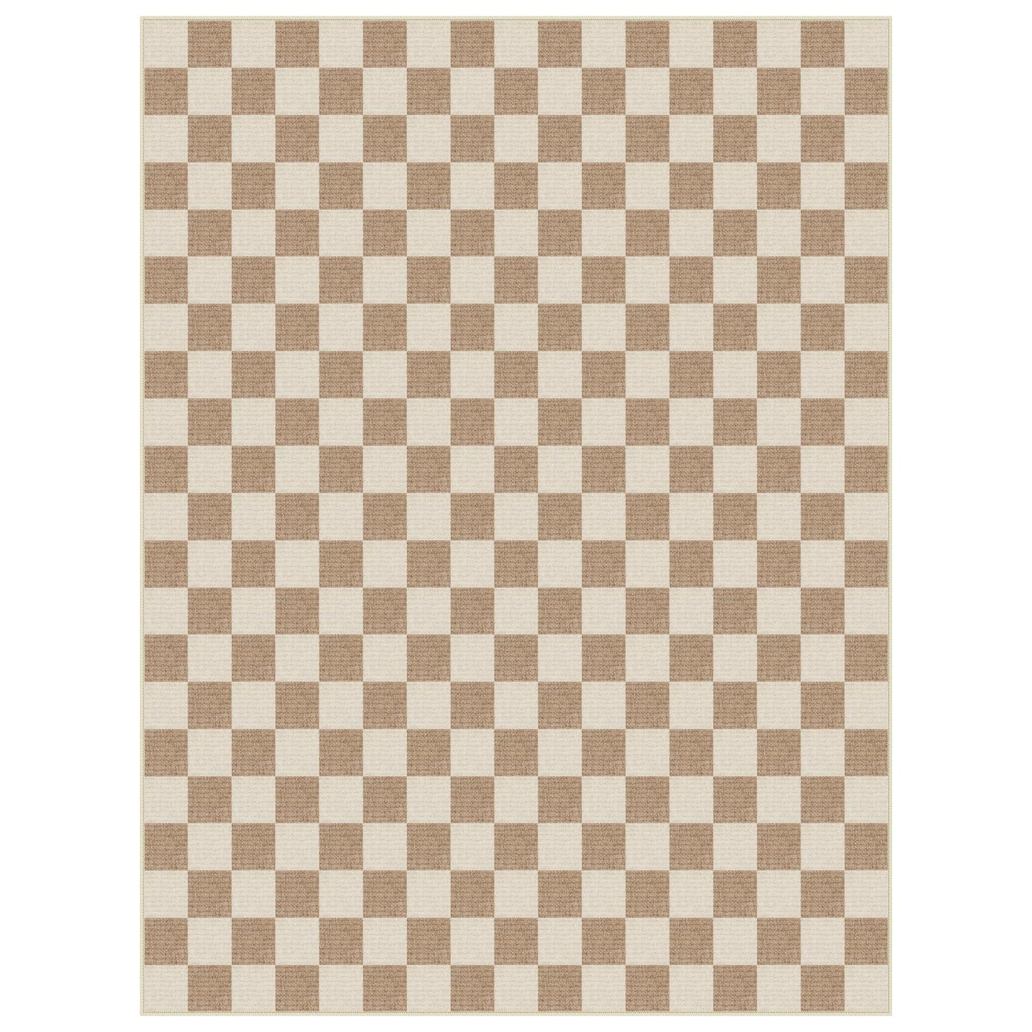 Tribesigns Checkered Washable 8x10 Area Rugs for Living Room, Soft Non-Slip Brown Bedroom Dining Room Rug, Geometric Neutral Printed Carpet for Playroom Home Decor, Oeko-Tex Certified
