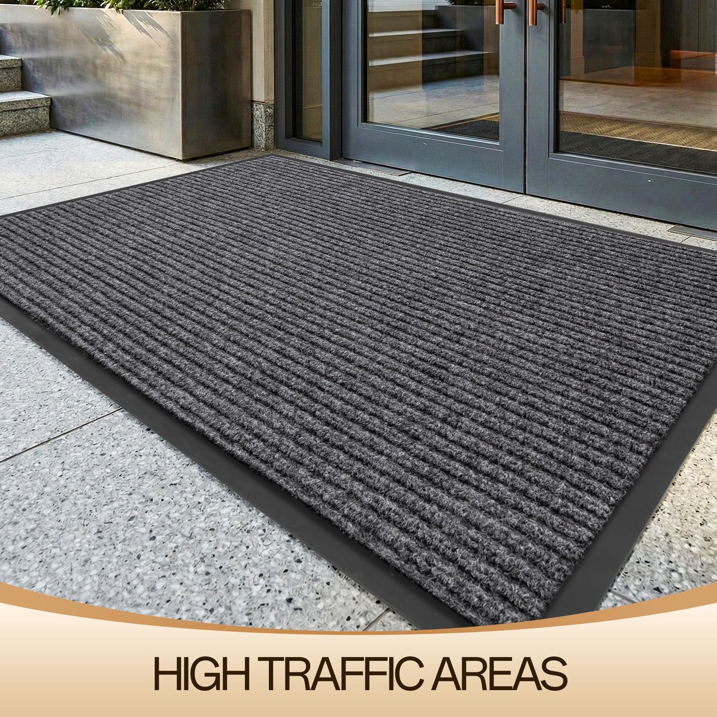 Amyracel Front Door Mat Indoor Outdoor Entrance, 36" x 72" Heavy Duty Commercial Floor Mat, All-Season Waterproof Rubber Back Doormat for Entryway, Fade Resistant, Low Profile, Easy Clean